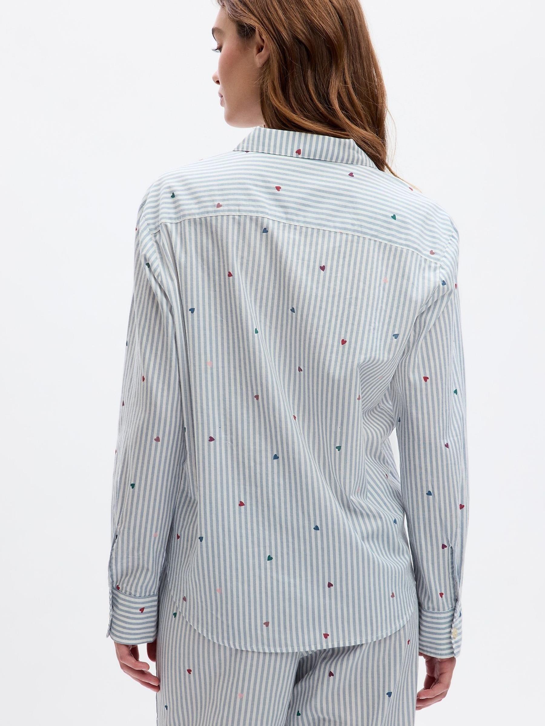 Blue Stripe Relaxed Poplin Pyjama Top - Image 2 of 4