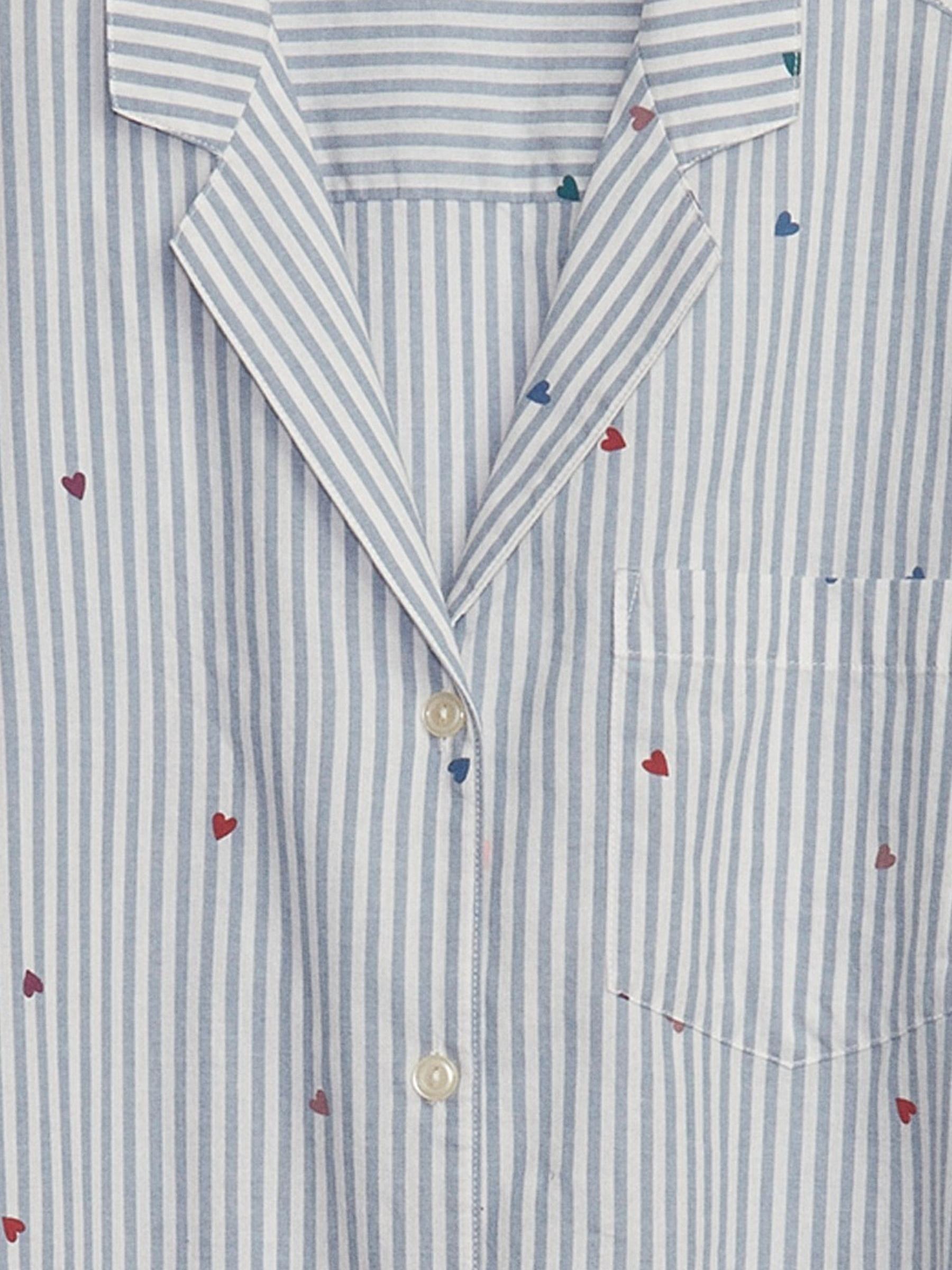 Blue Stripe Relaxed Poplin Pyjama Top - Image 4 of 4