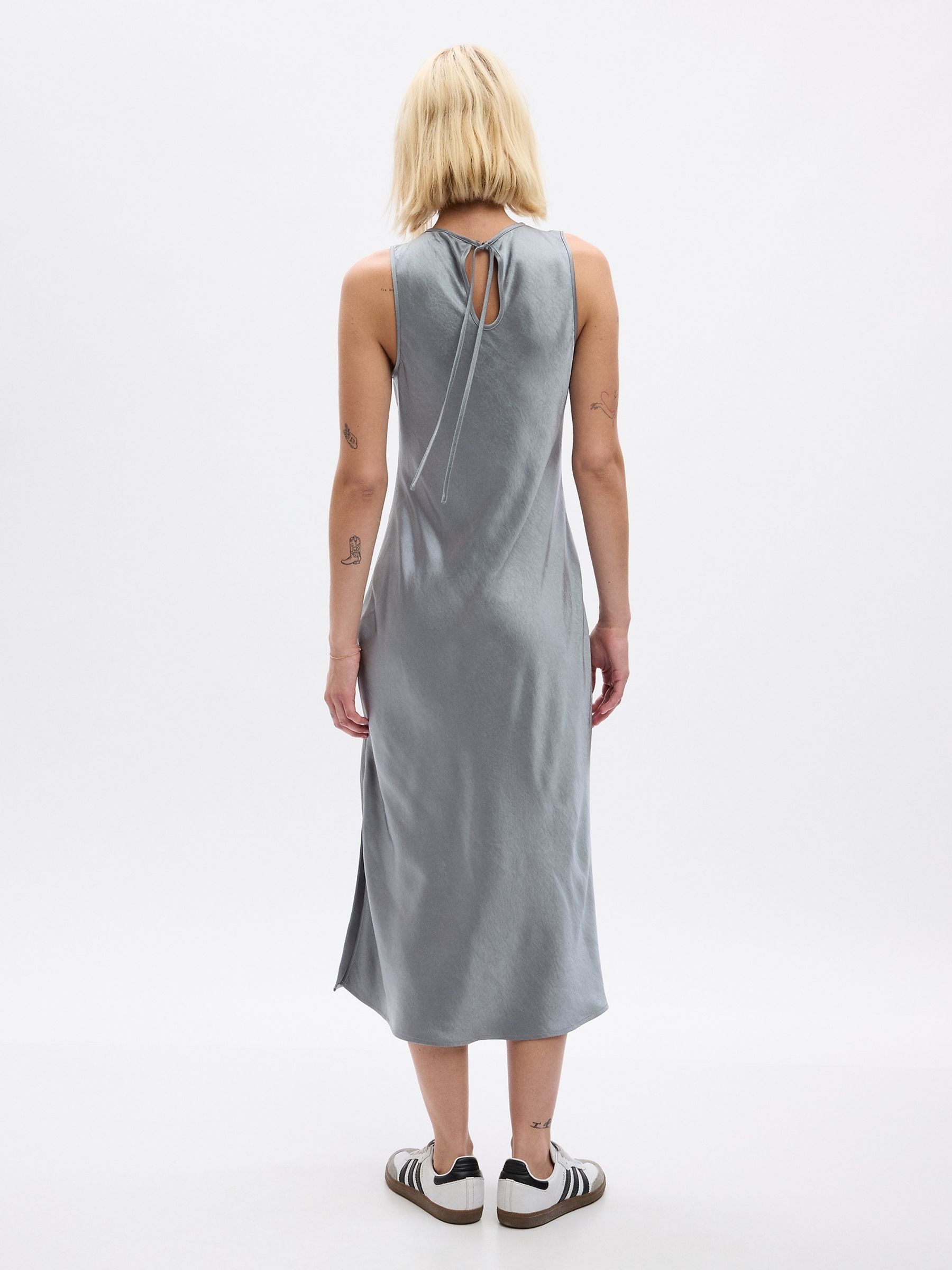 Grey High Neck Midi Dress - Image 2 of 2