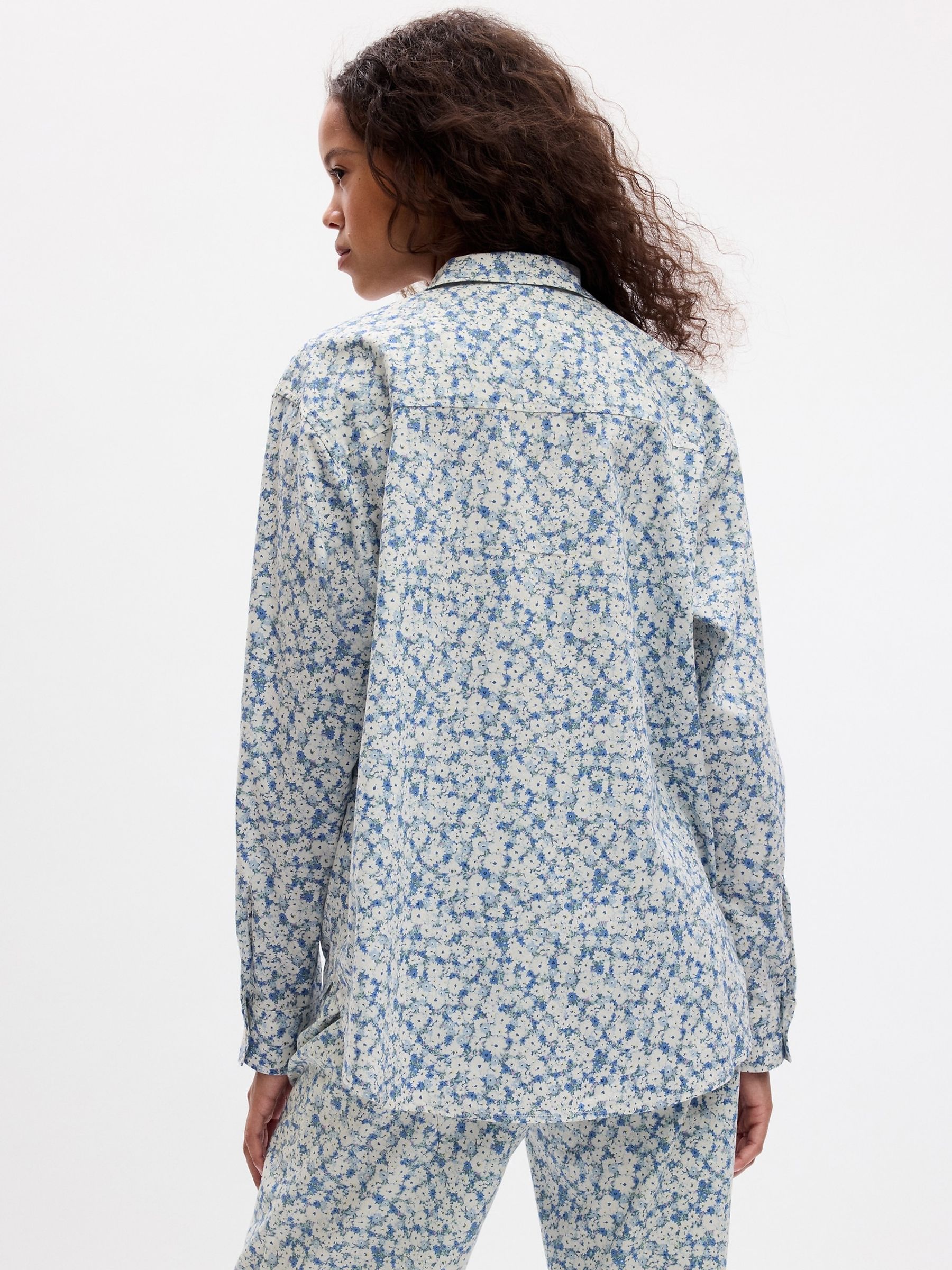 Blue Ditsy Floral Poplin Pyjama Shirt - Image 2 of 4
