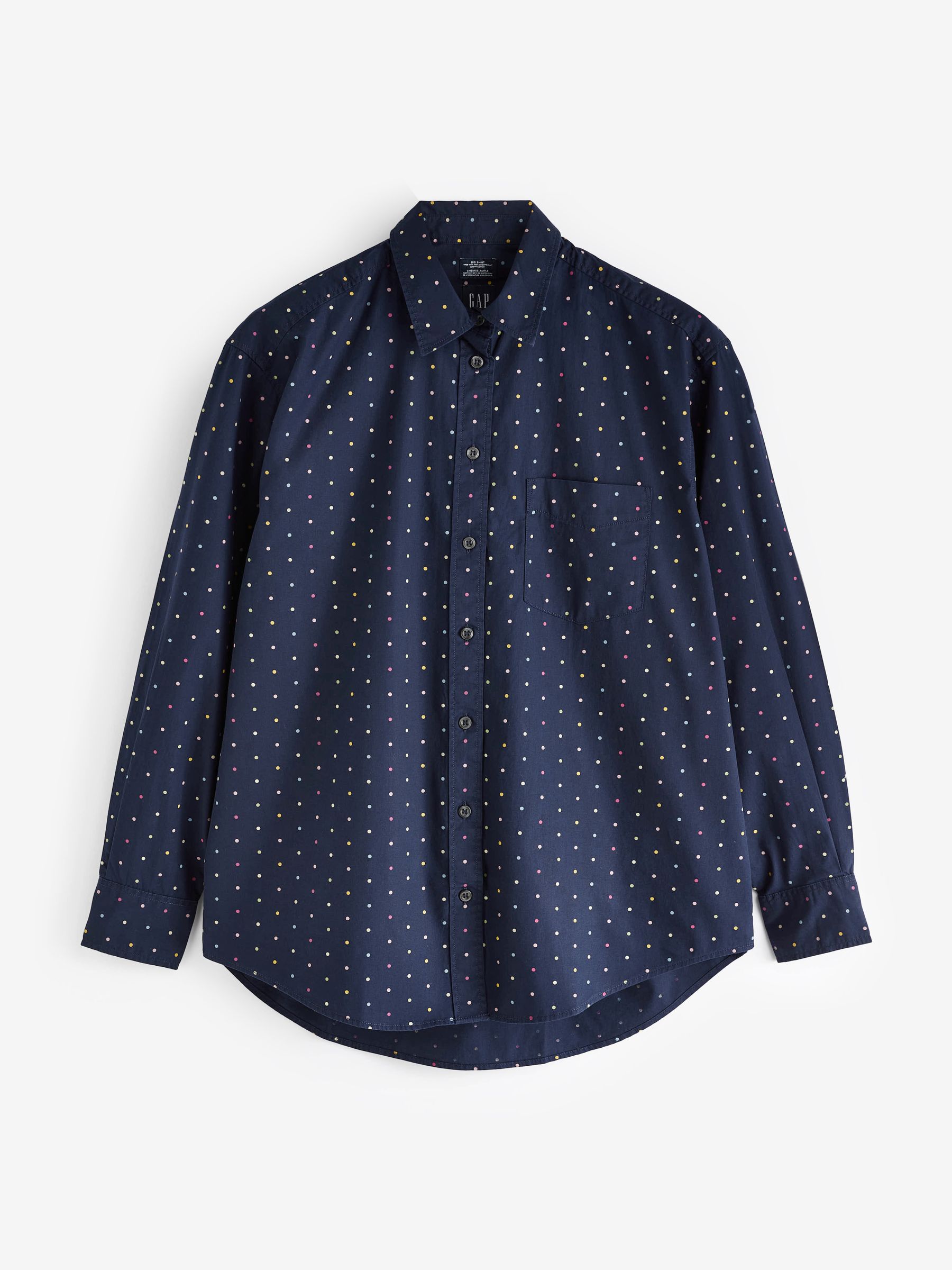 Navy Blue Organic Cotton Oversized Long Sleeve Shirt - Image 3 of 5