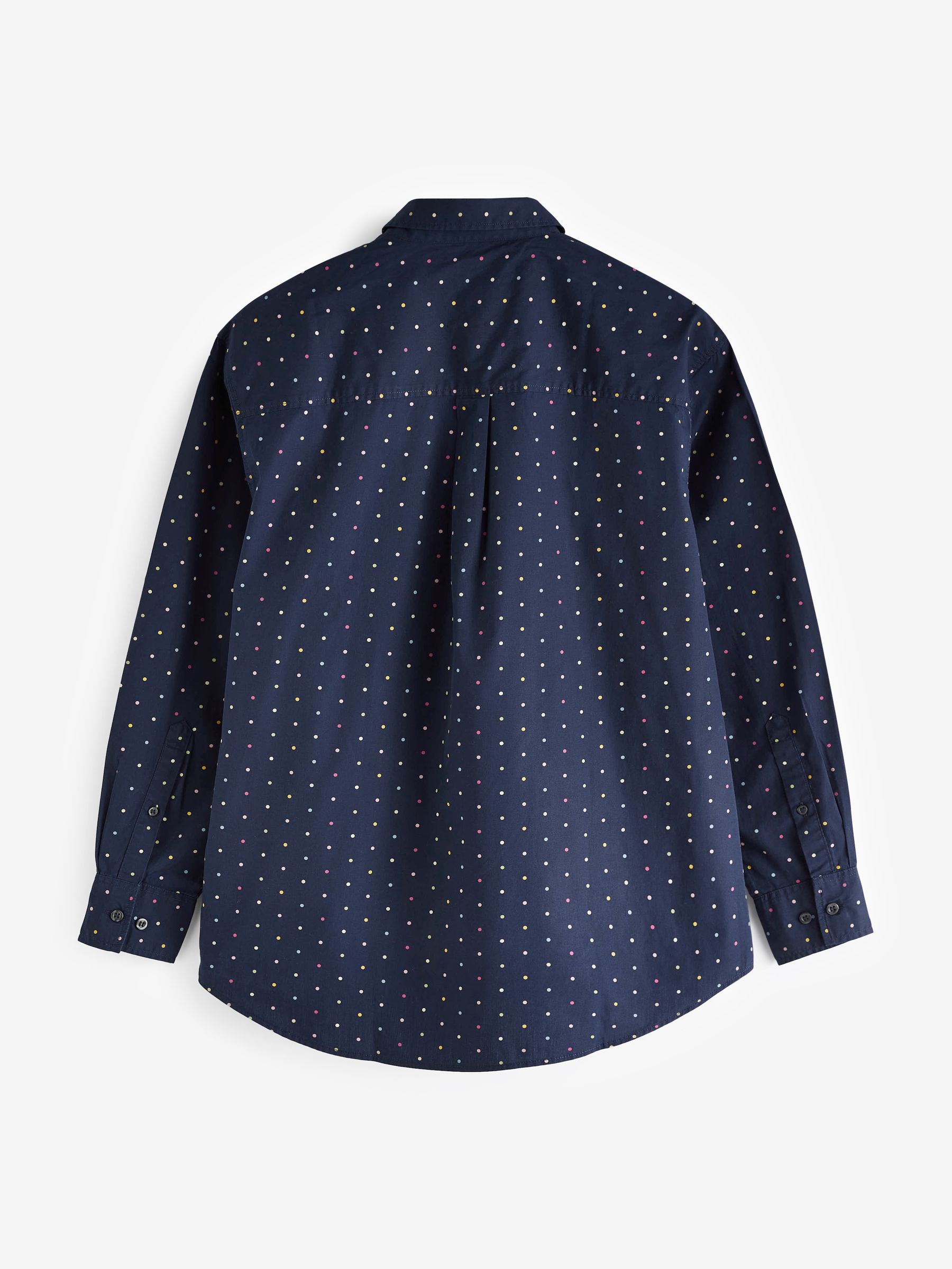 Navy Blue Organic Cotton Oversized Long Sleeve Shirt - Image 4 of 5
