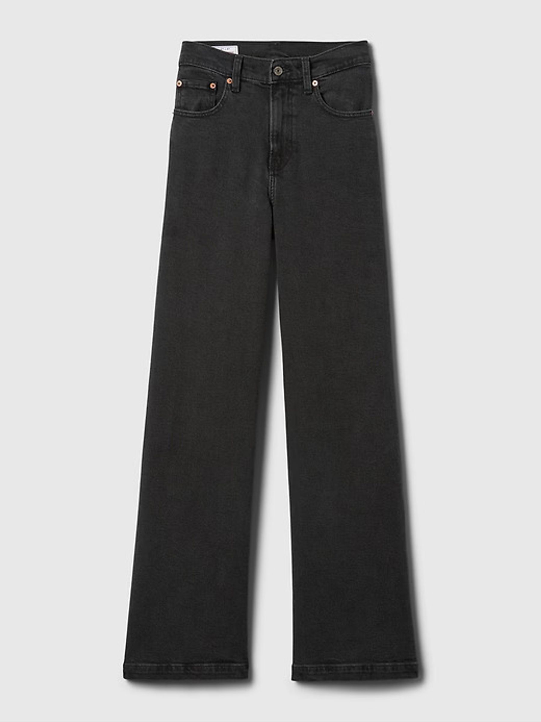 Black High Waisted Stride Wide-Leg Jeans - Image 10 of 11