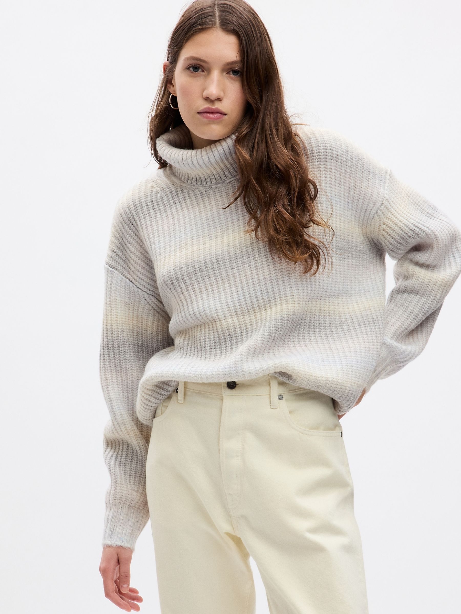 Grey Shaker Stitch Turtle Neck Sweater - Image 1 of 1