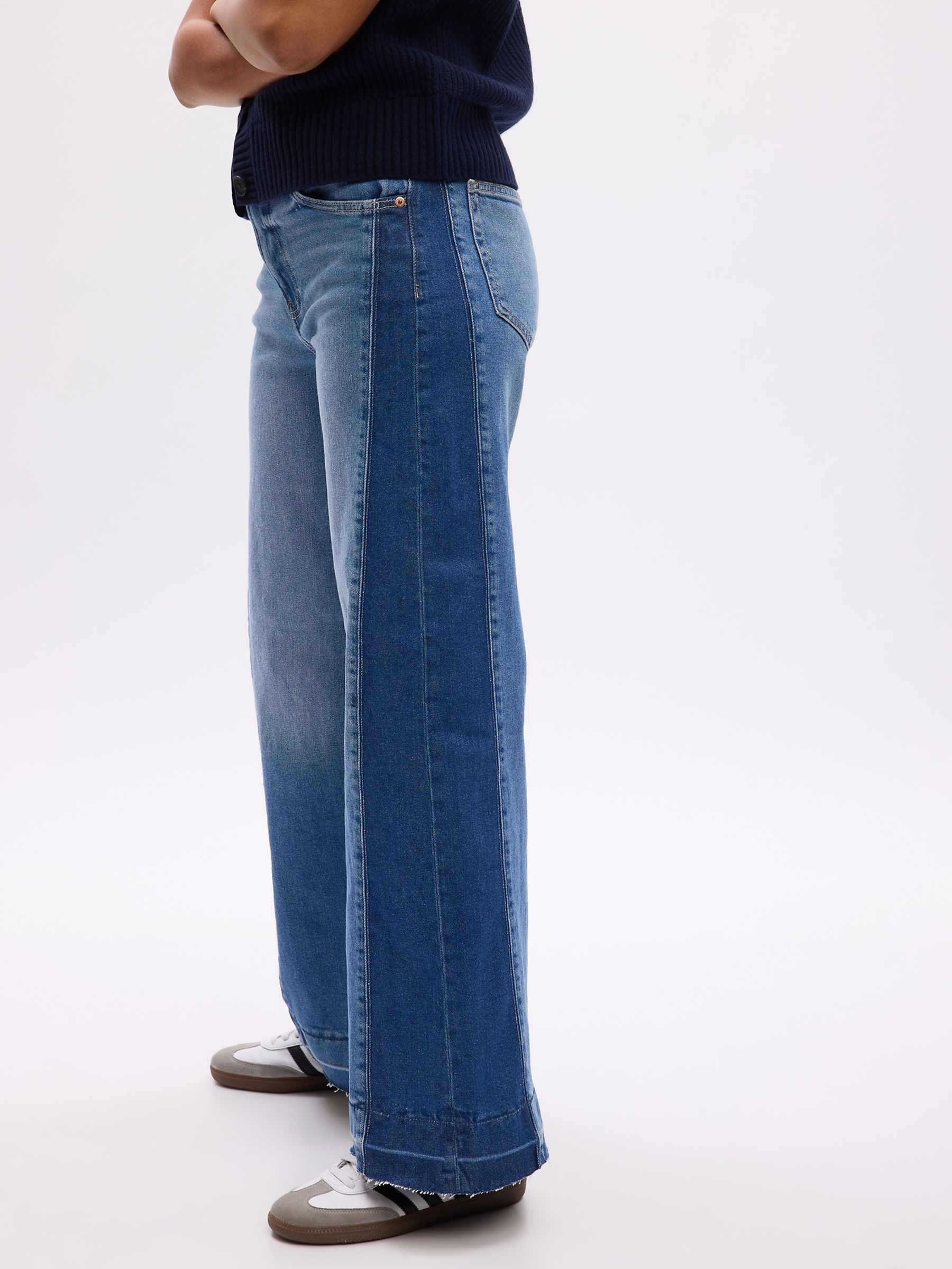 Blue Two Tone High Waist Wide Leg Jeans - Image 5 of 6