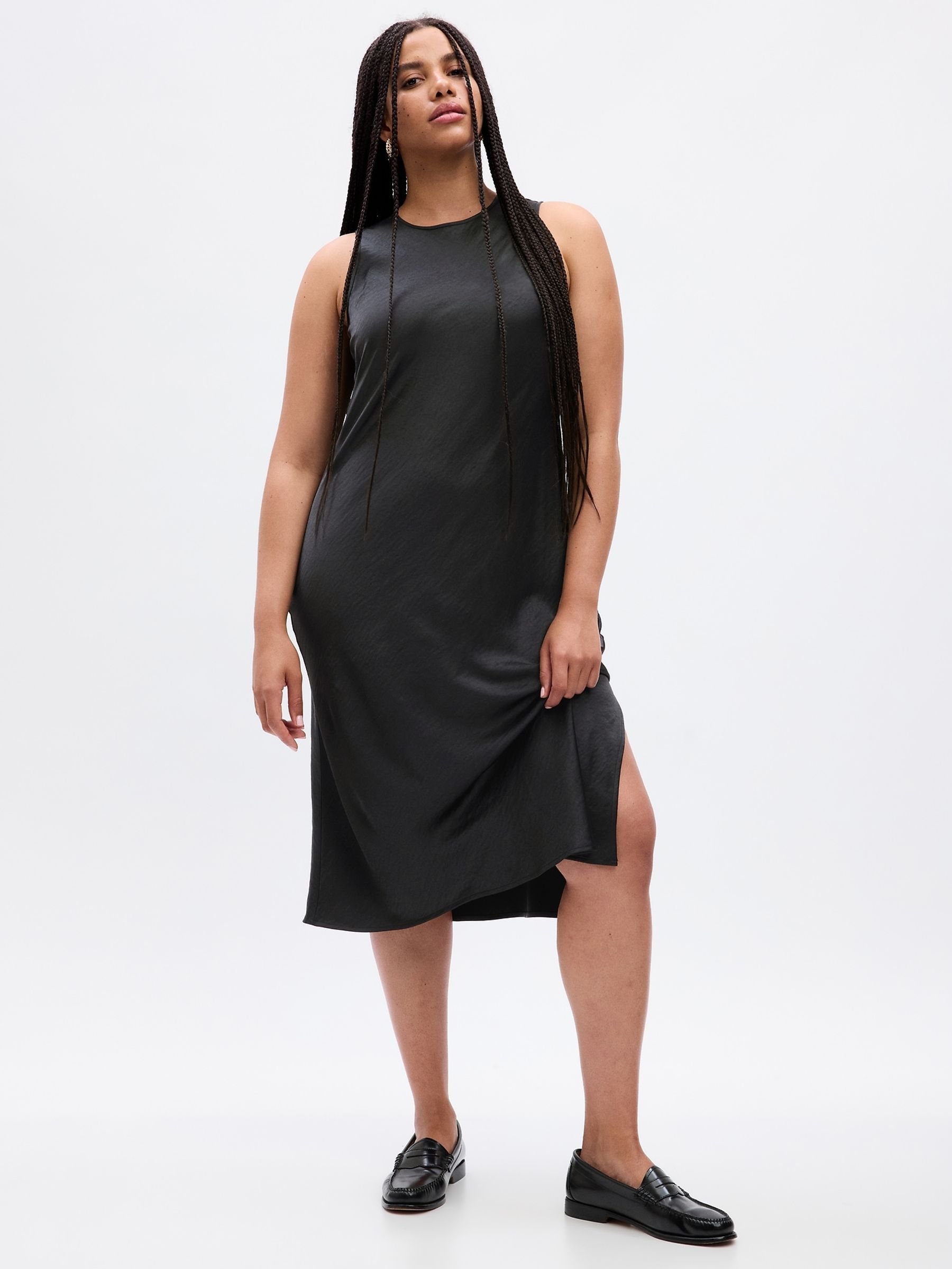 Black High Neck Midi Dress - Image 1 of 5