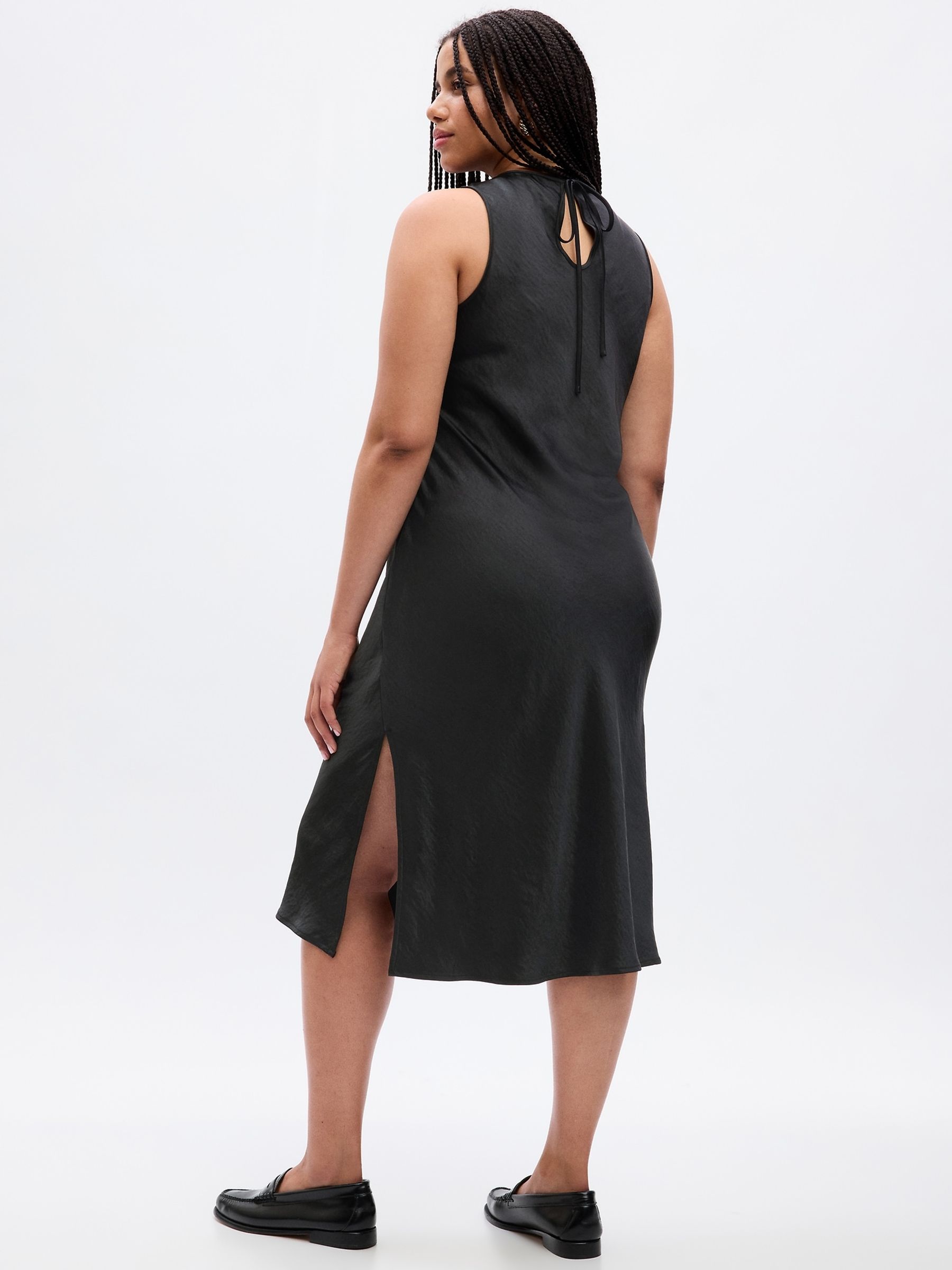 Black High Neck Midi Dress - Image 2 of 5