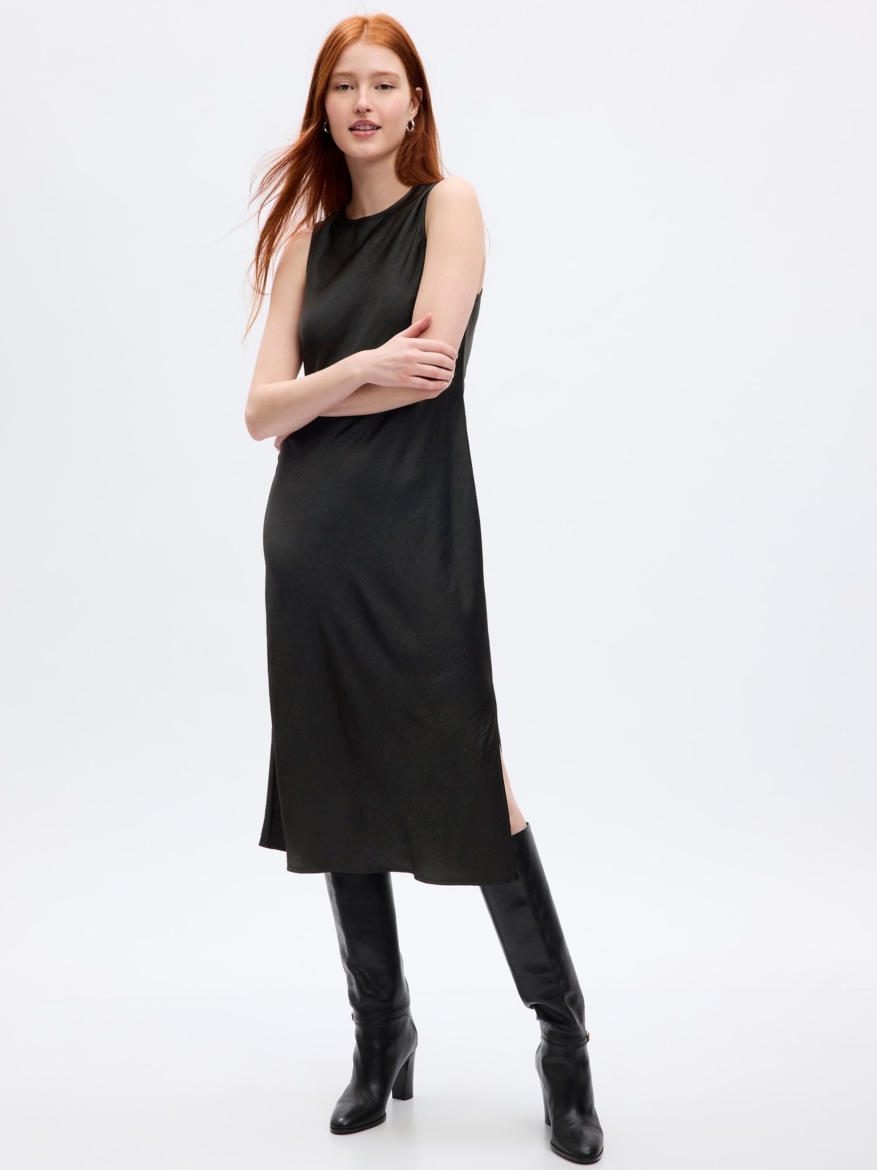Black High Neck Midi Dress - Image 3 of 5