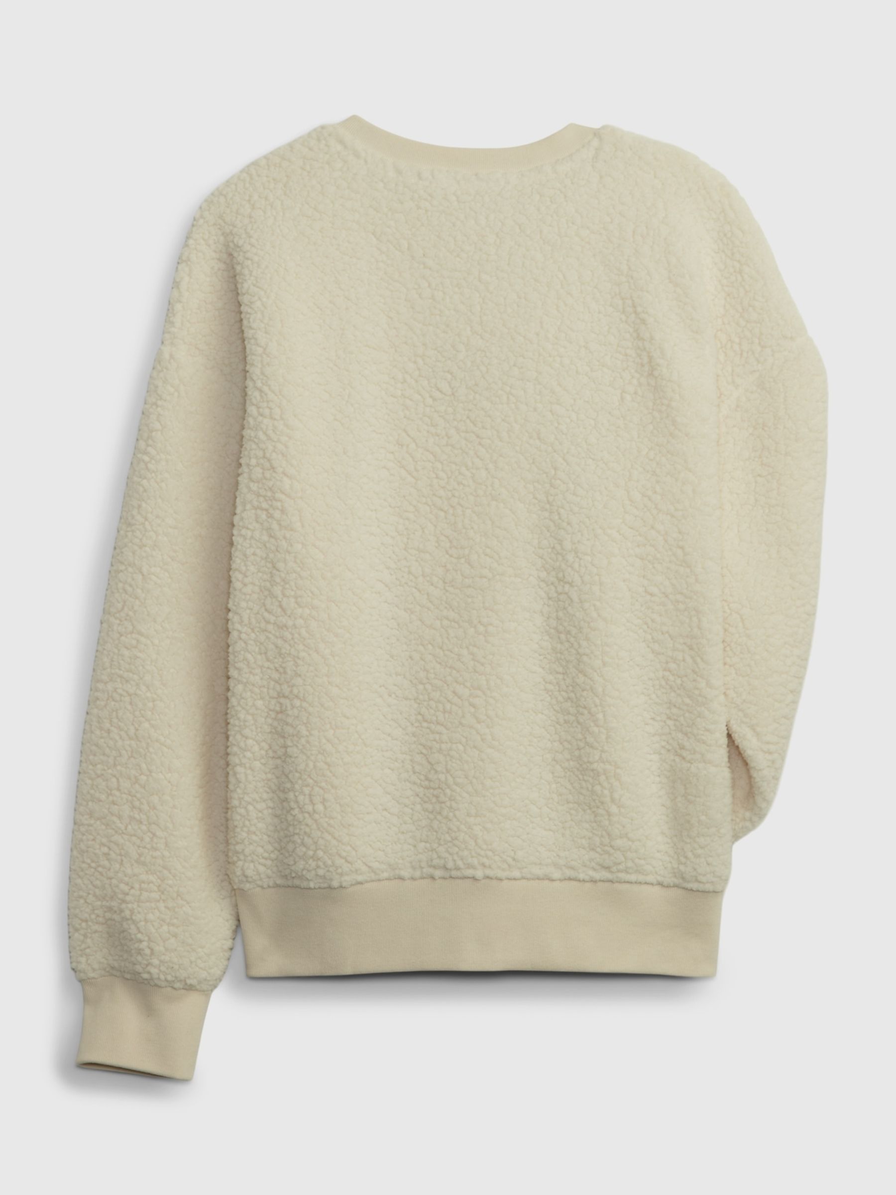 Beige Sherpa Logo Long Sleeve Crew Neck Sweatshirt - Image 2 of 3