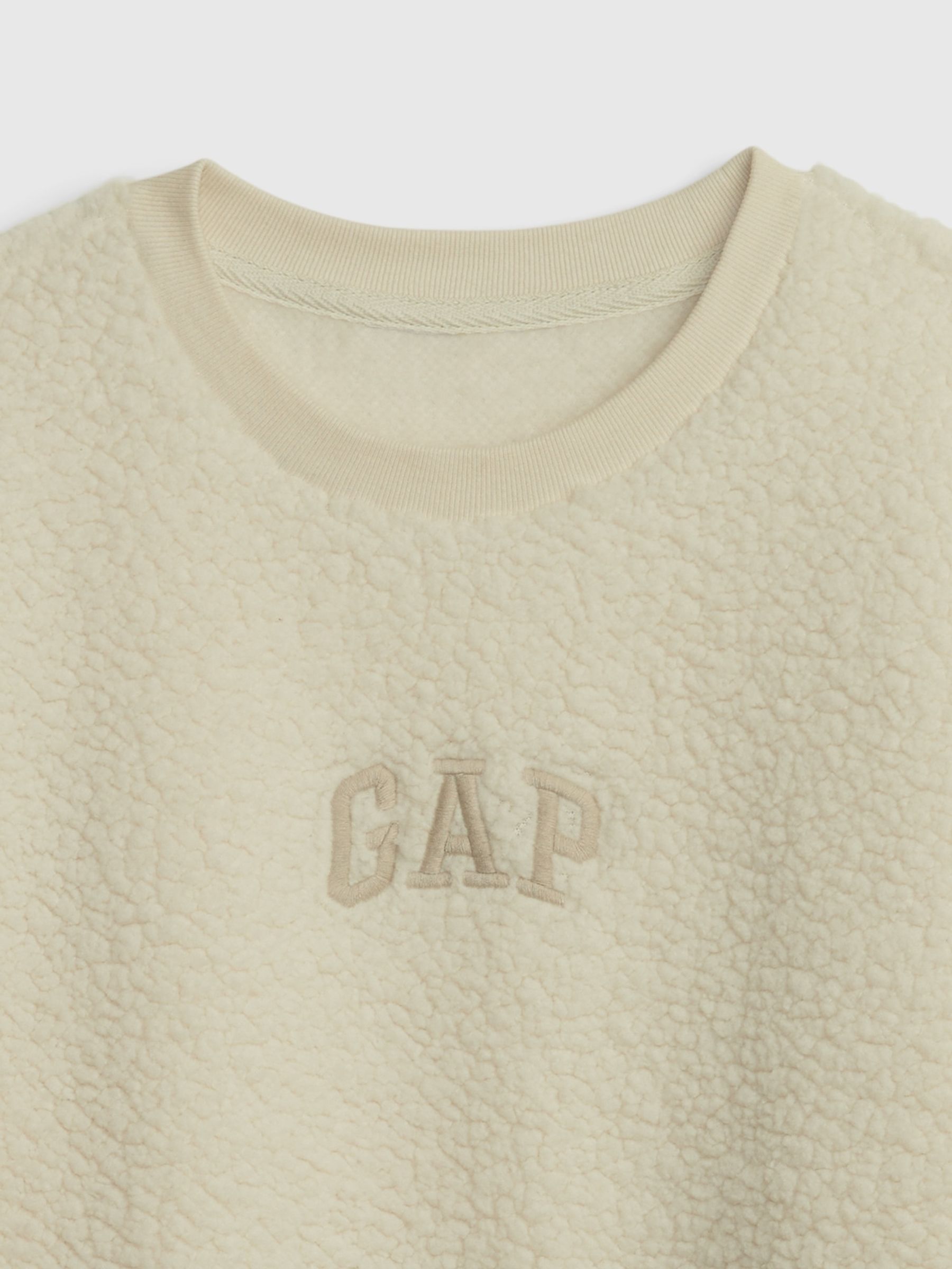 Beige Sherpa Logo Long Sleeve Crew Neck Sweatshirt - Image 3 of 3