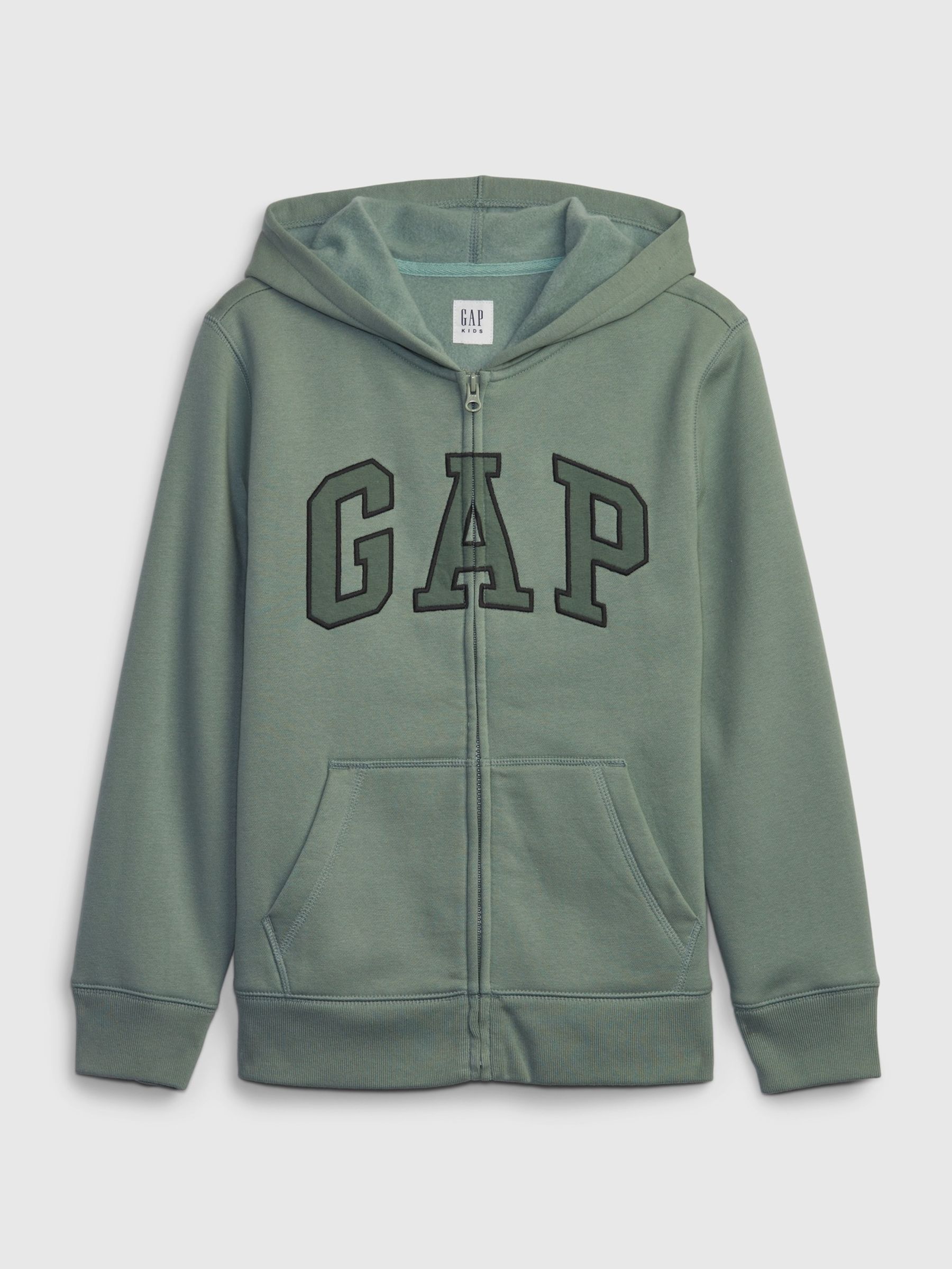 Green Logo Fleece Lined Zip Through Hoodie (4-13yrs) - Image 1 of 2