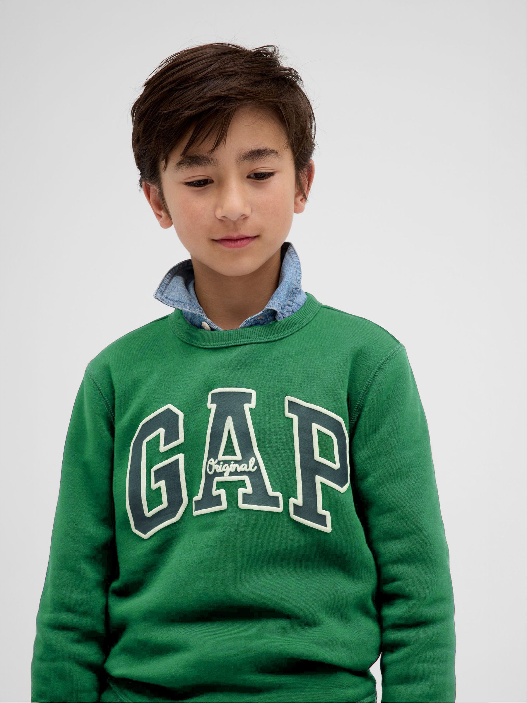 Green Crew Neck Logo Sweatshirt (4-13yrs) - Image 1 of 3