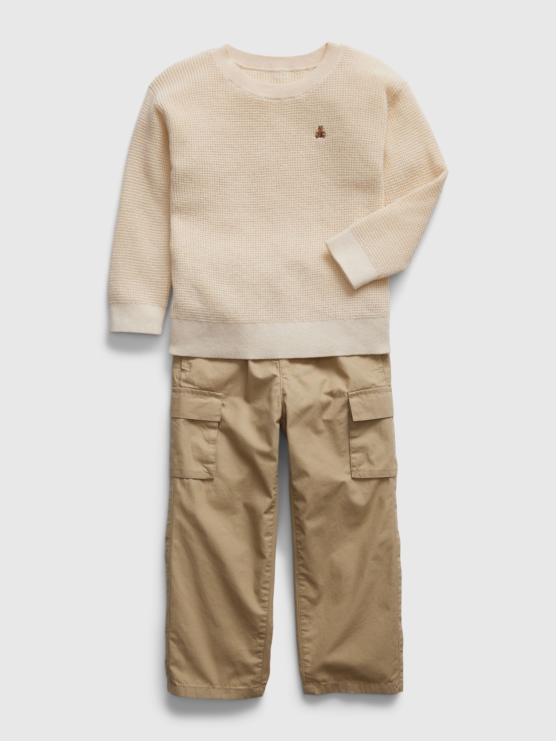 Neutral Toddler Two-Piece Cargo Outfit Set (6mths-5yrs) - Image 2 of 3