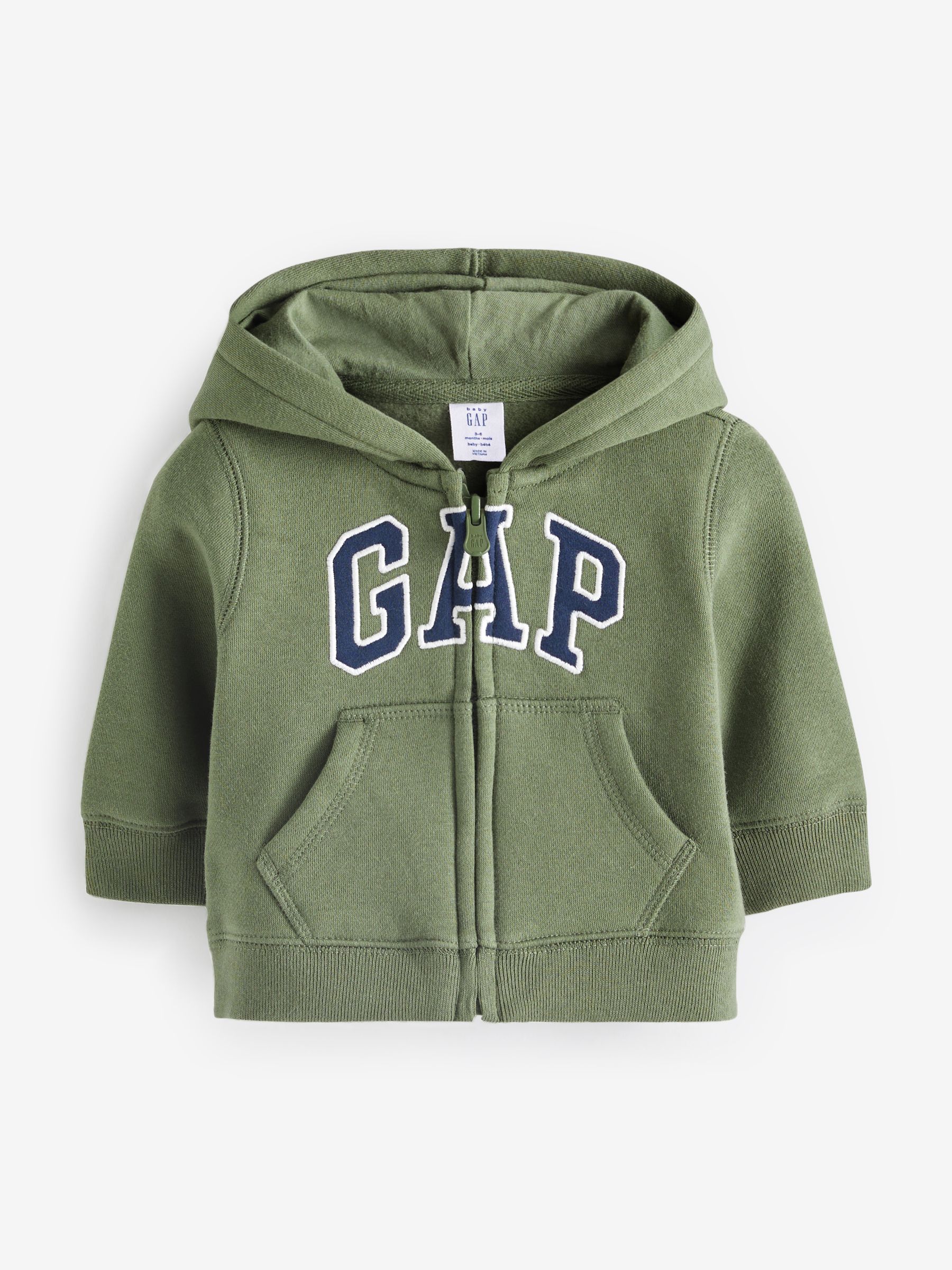 Khaki Green Logo Zip Up Hoodie (12mths-5yrs) - Image 1 of 3