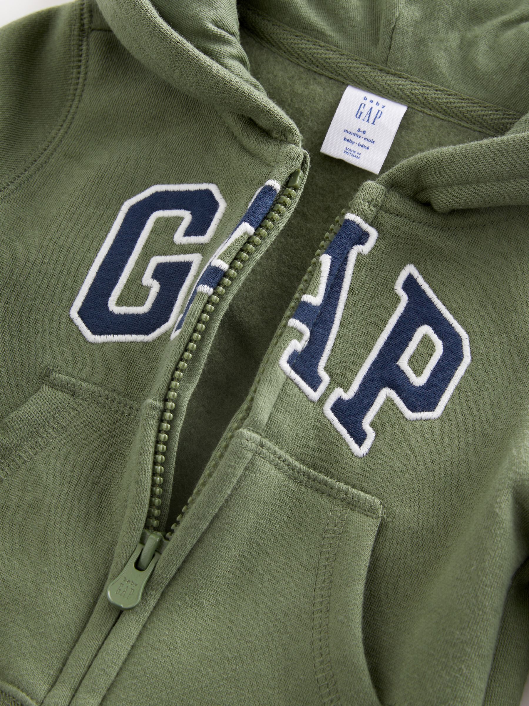 Khaki Green Logo Zip Up Hoodie (12mths-5yrs) - Image 3 of 3