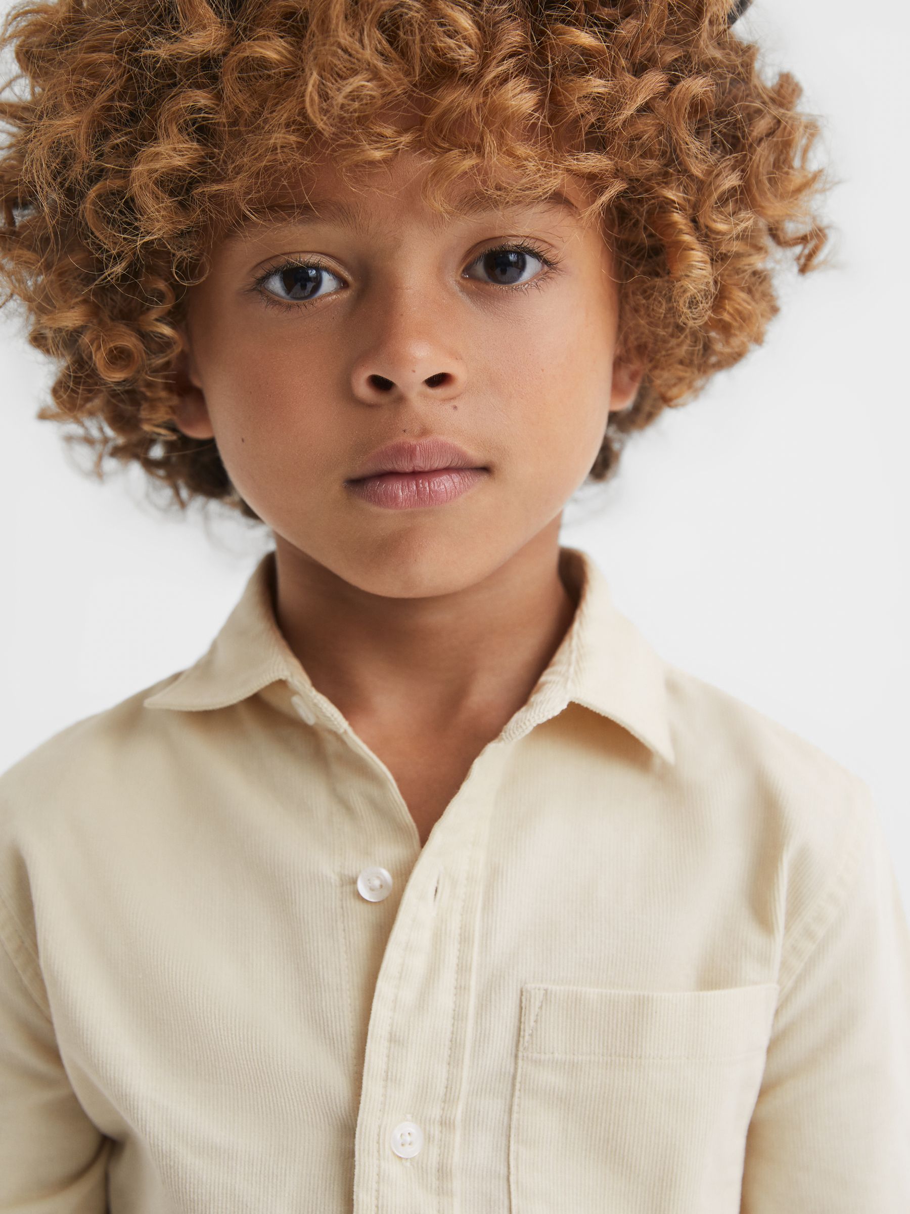 13-14 yrs Corduroy Cutaway Collar Shirt in White - Image 3 of 6