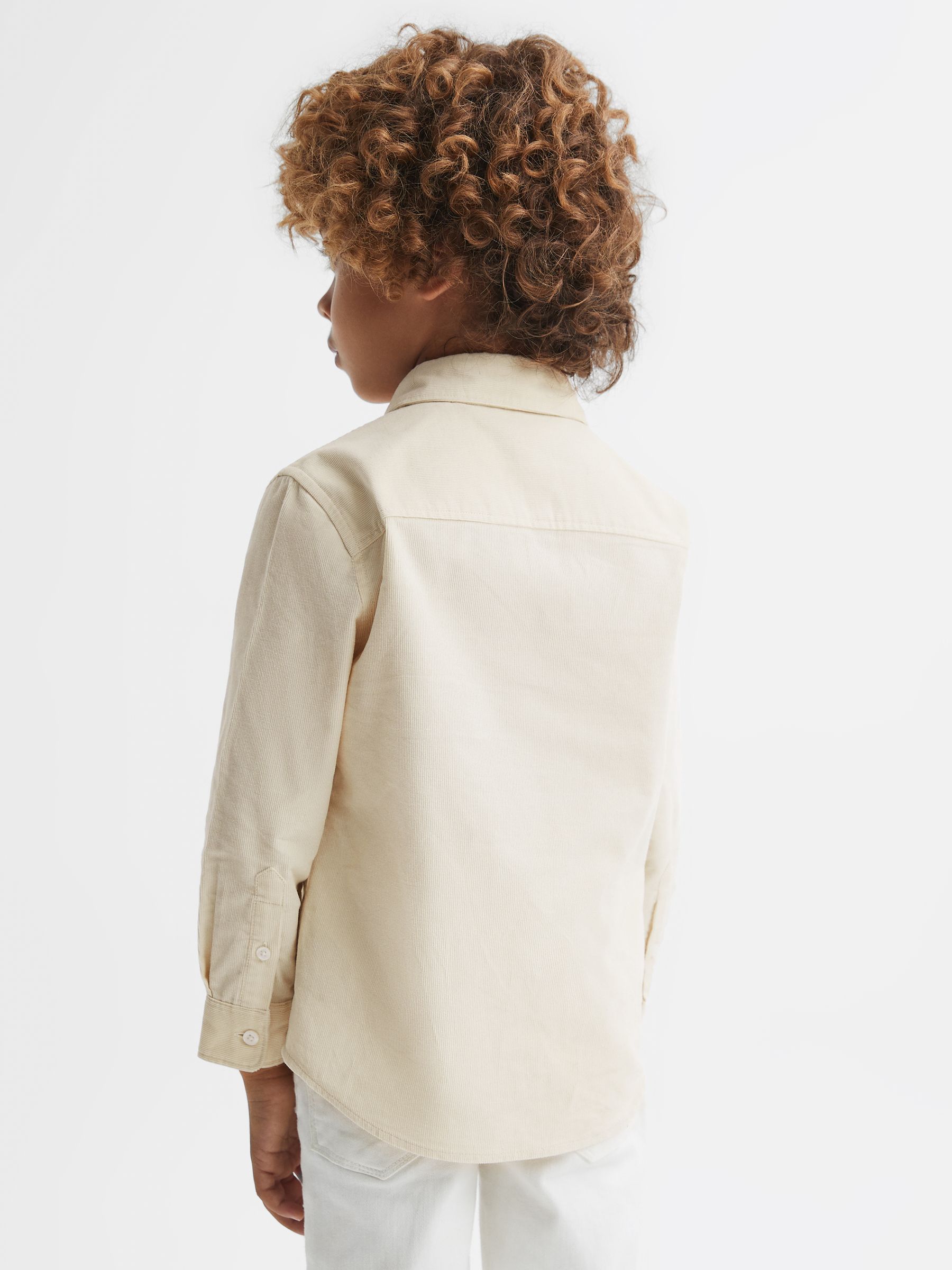 13-14 yrs Corduroy Cutaway Collar Shirt in White - Image 4 of 6