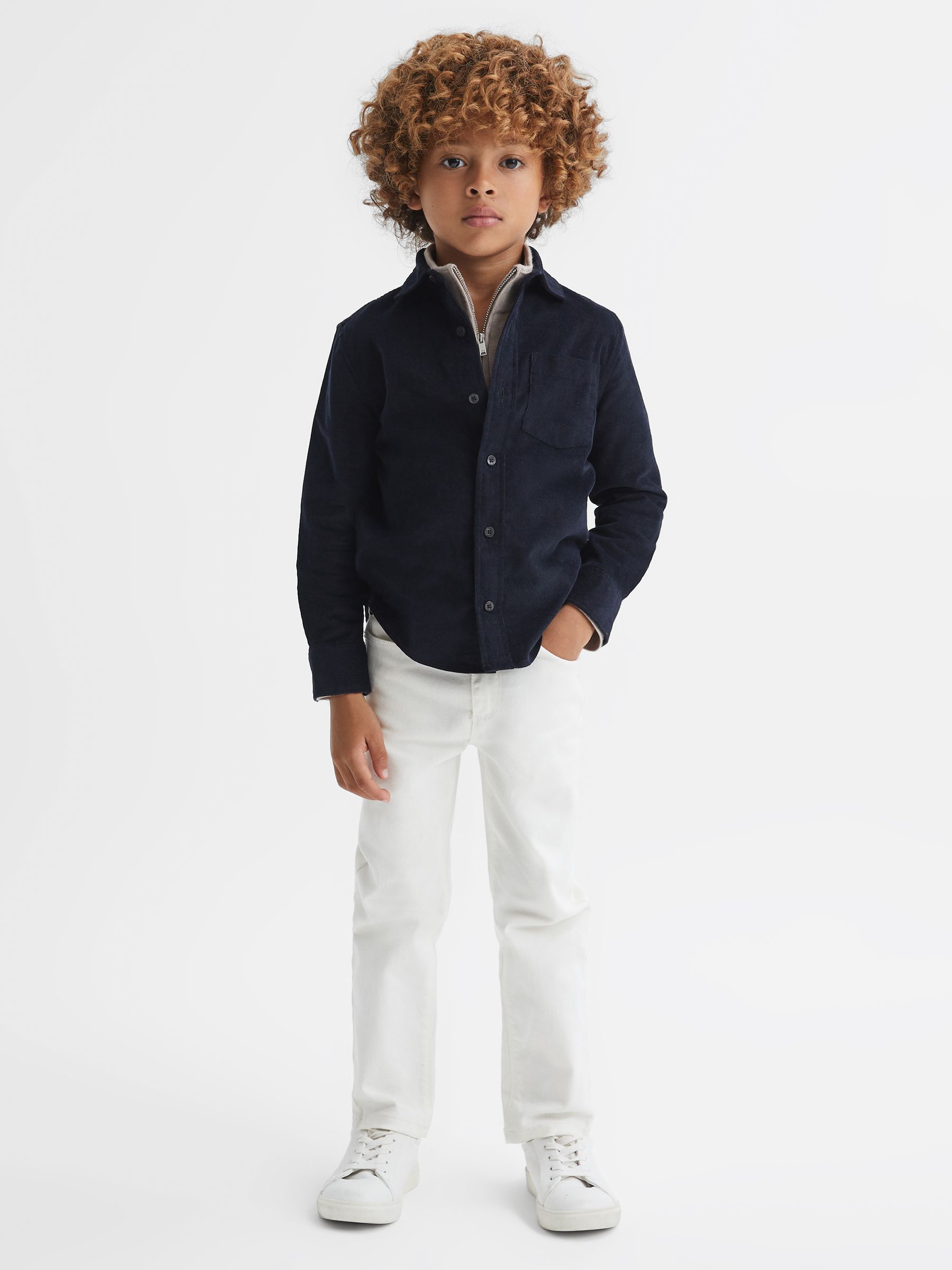 Teen Corduroy Cutaway Collar Shirt in Navy - Image 3 of 6