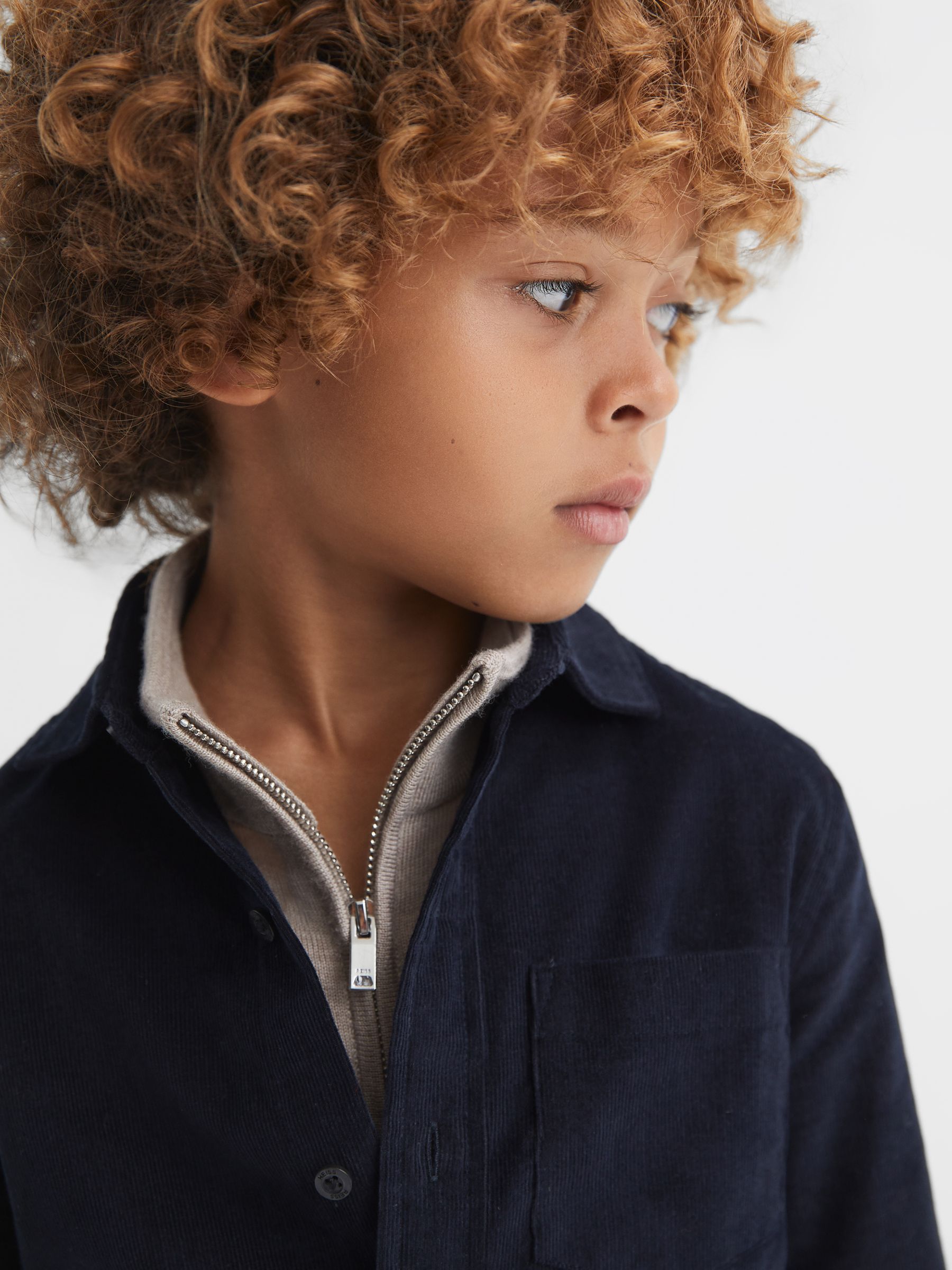 Teen Corduroy Cutaway Collar Shirt in Navy - Image 4 of 6