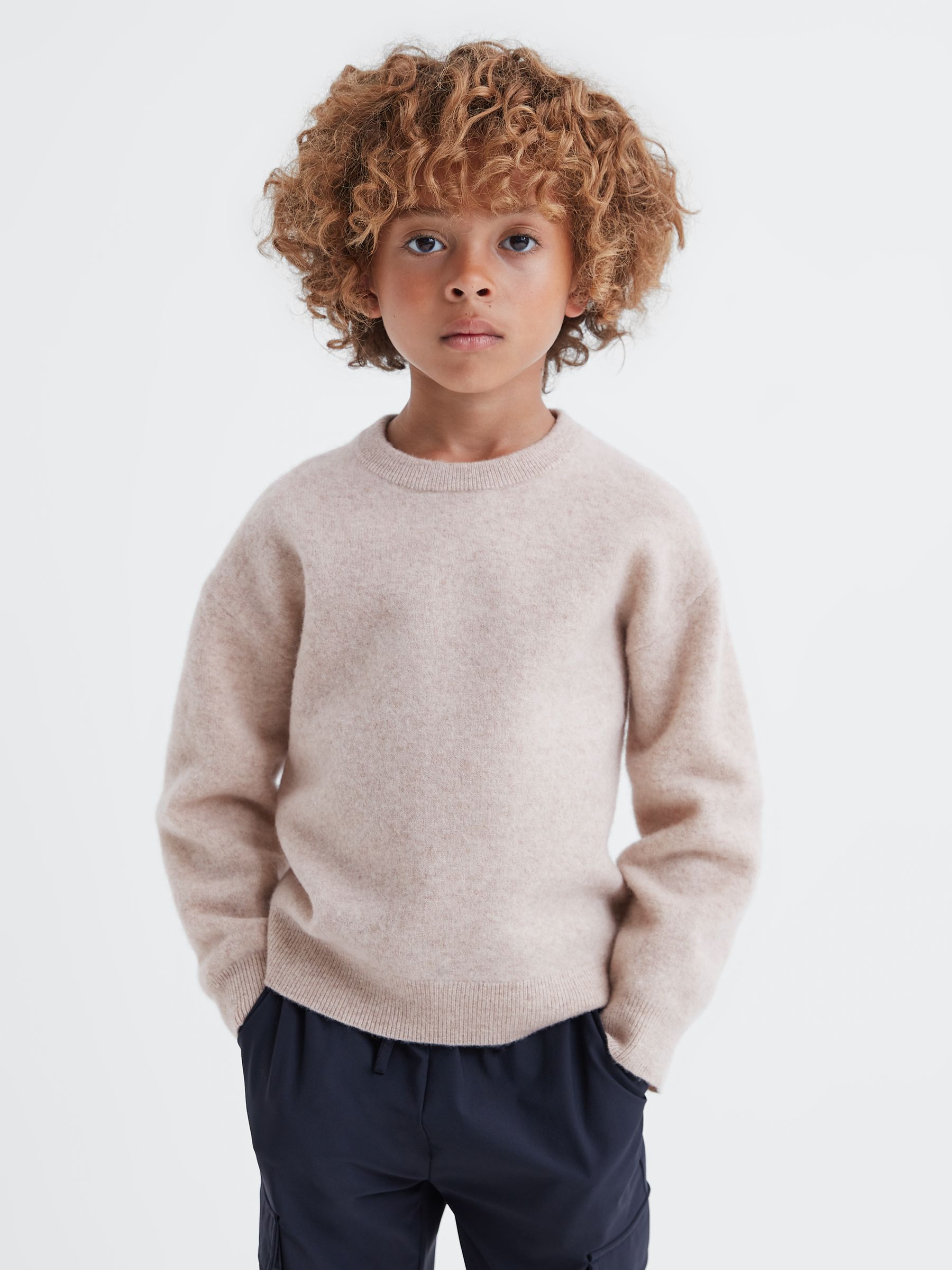 Teen Merino Crew Neck Jumper in Oatmeal Melange - Image 1 of 6