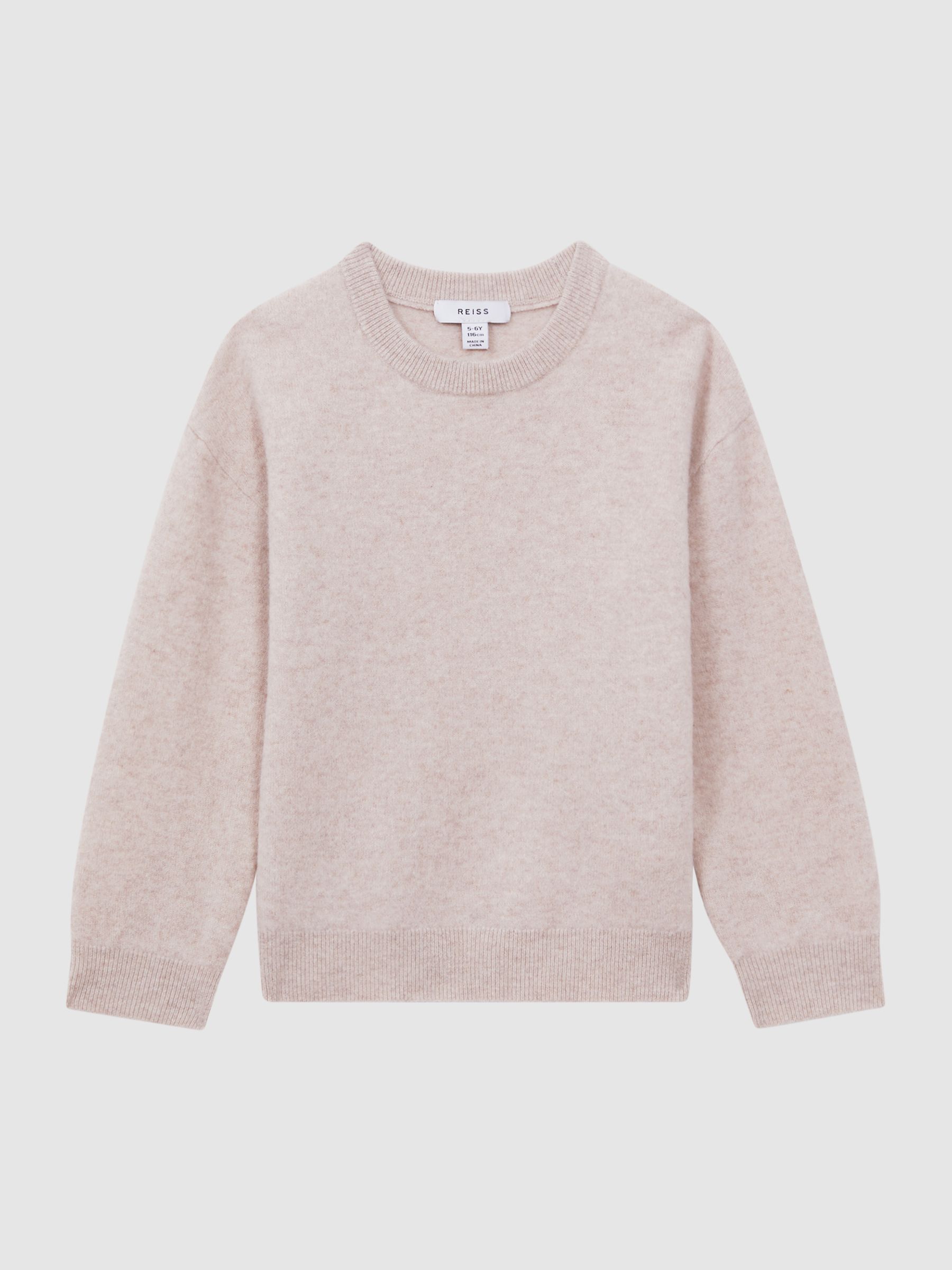 Teen Merino Crew Neck Jumper in Oatmeal Melange - Image 2 of 6