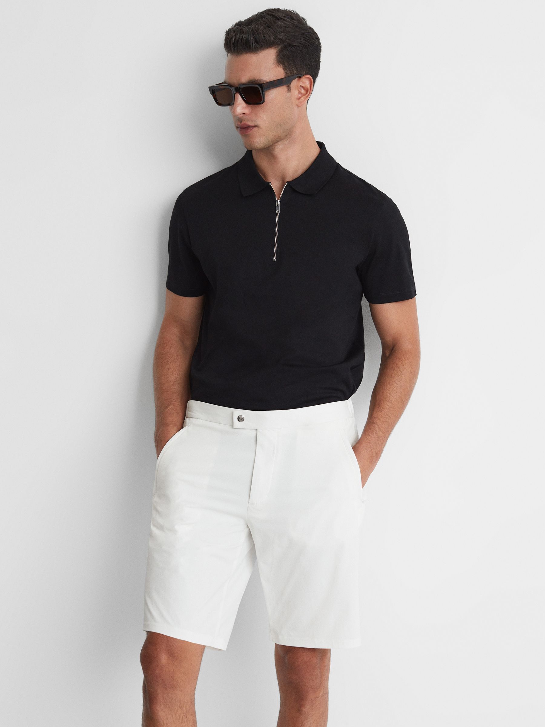 Relaxed Fit Golf Performance Shorts in White - Image 4 of 5