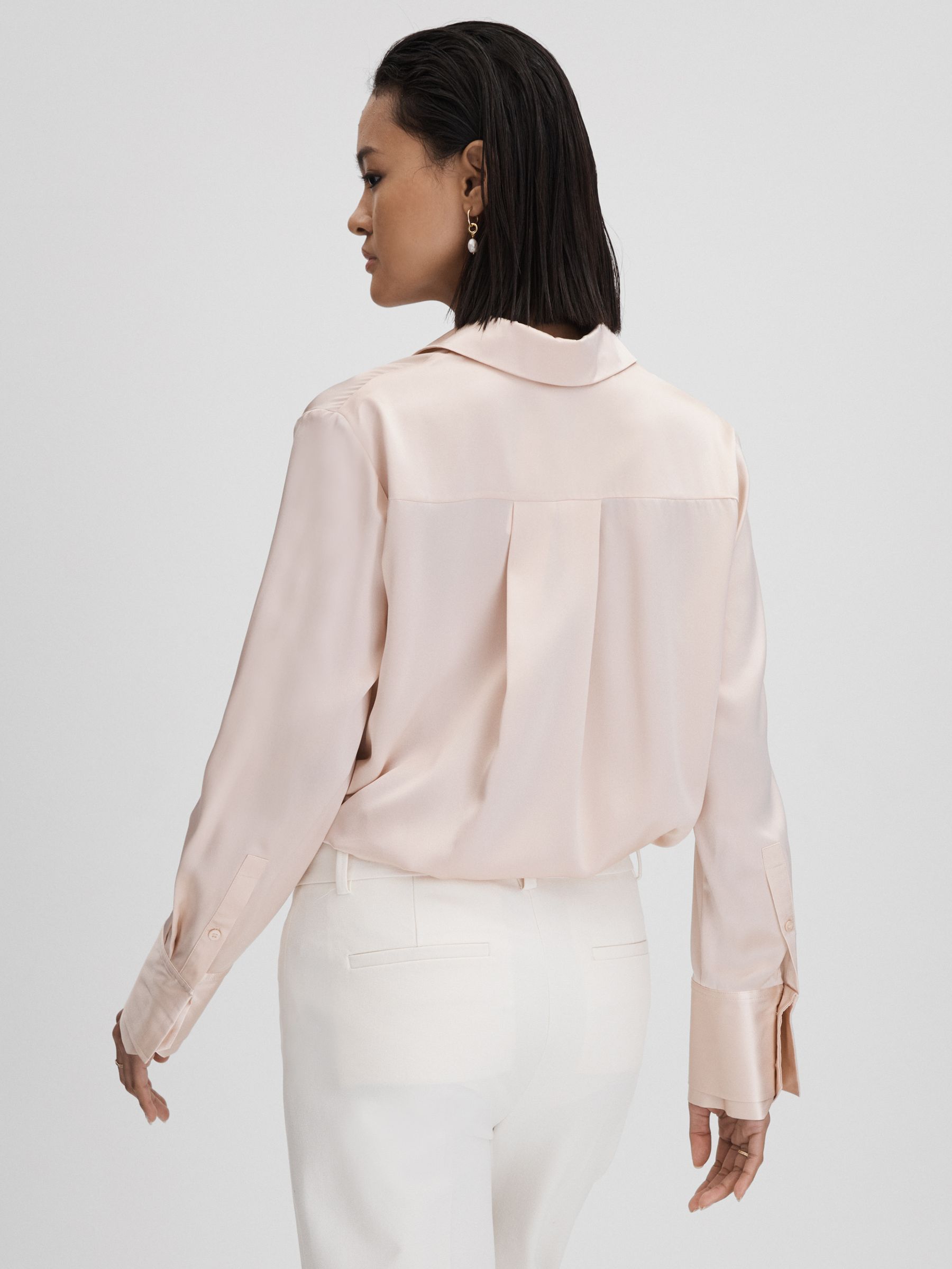 Silk Button-Through Shirt in Nude - Image 5 of 6