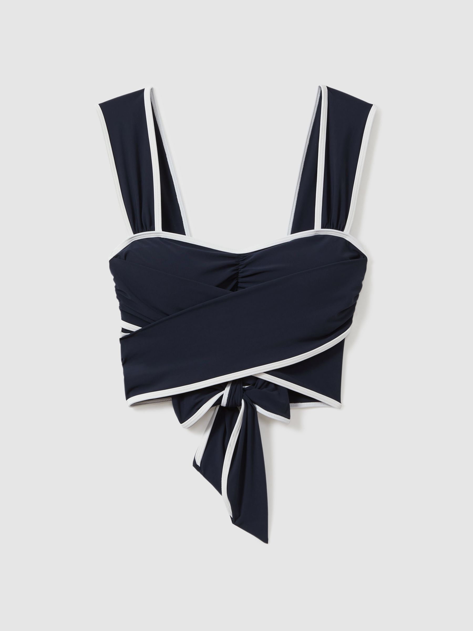 Wrap Design Sweetheart Bikini Top in Navy/White - Image 2 of 5