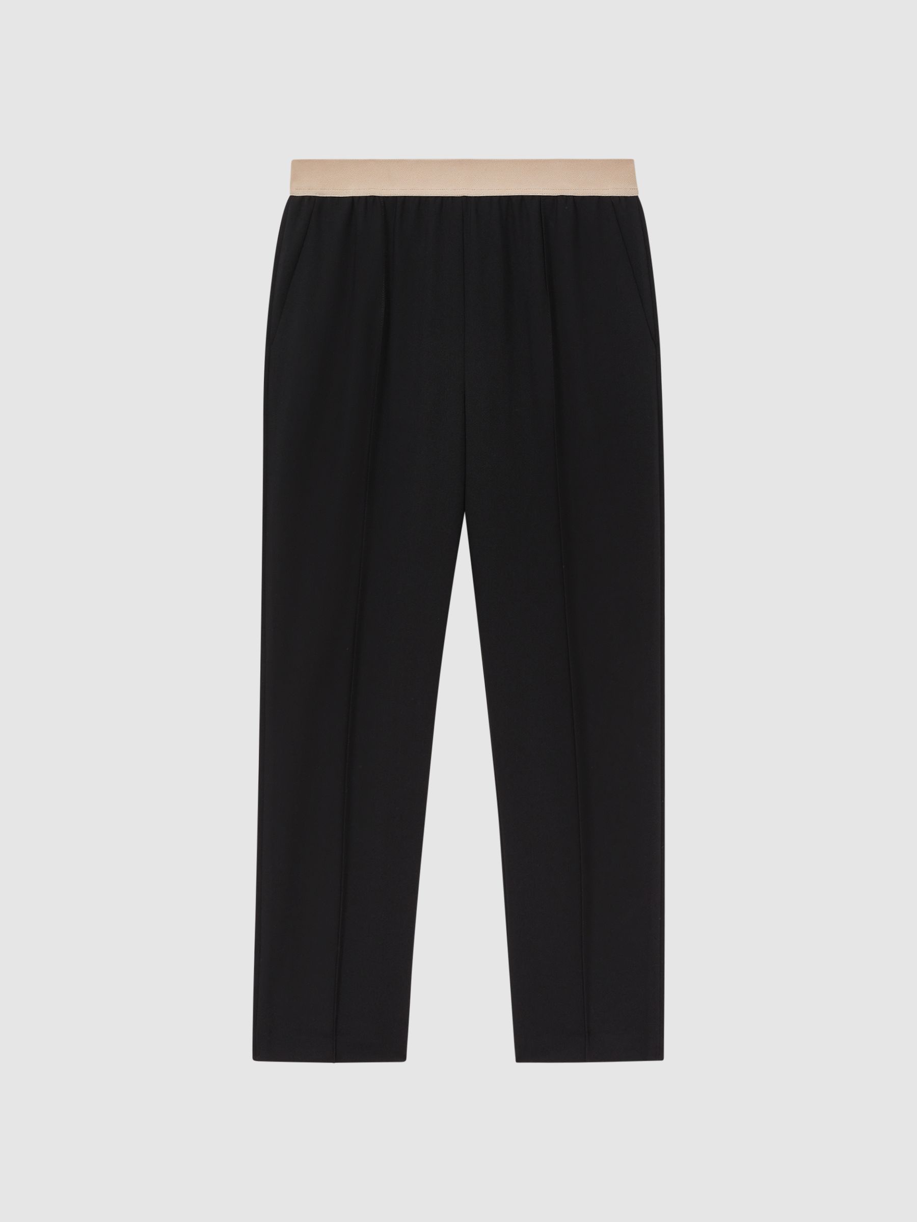 Elasticated Waistband Tapered Trousers in Black - Image 2 of 5