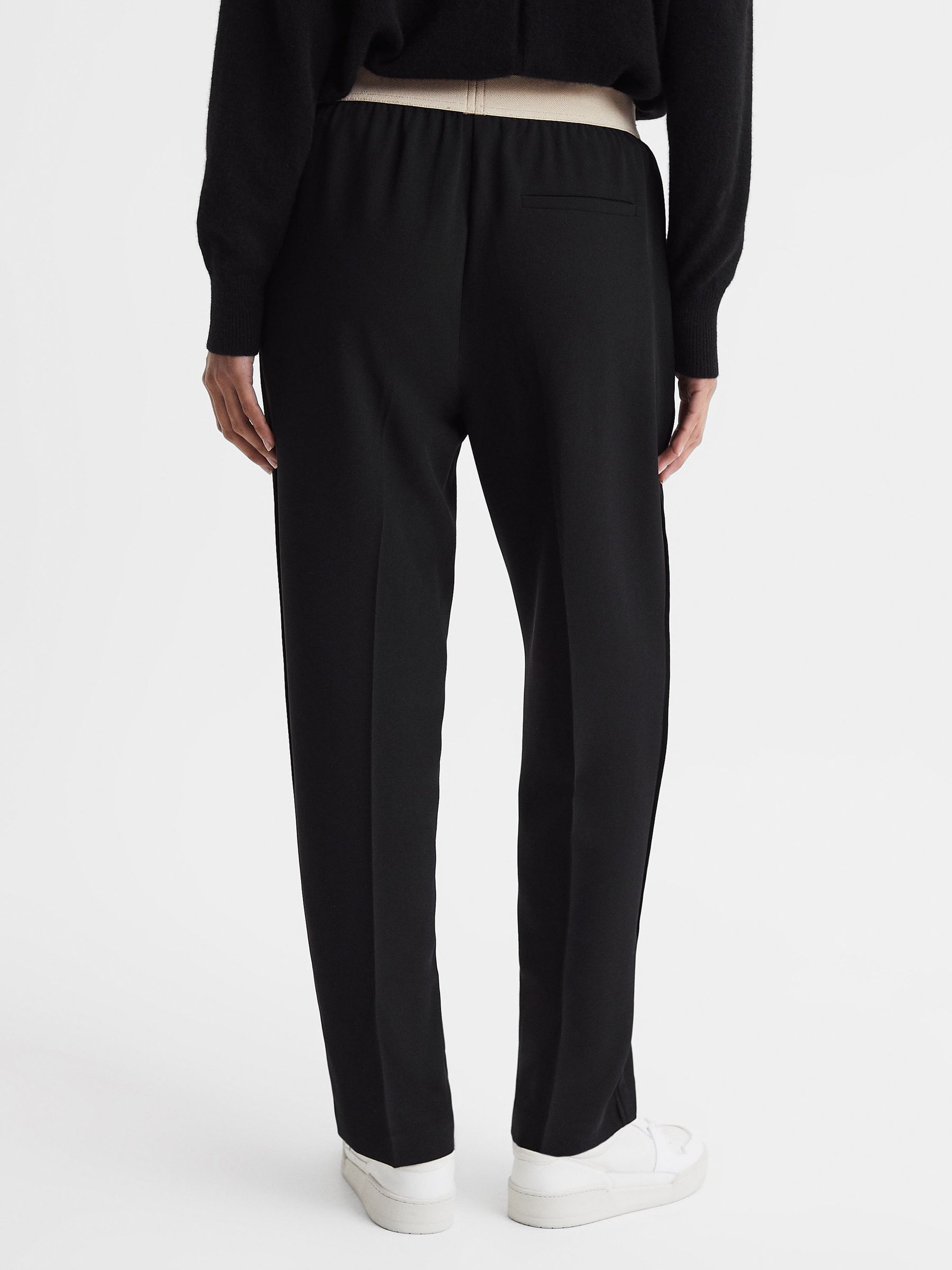 Elasticated Waistband Tapered Trousers in Black - Image 5 of 5