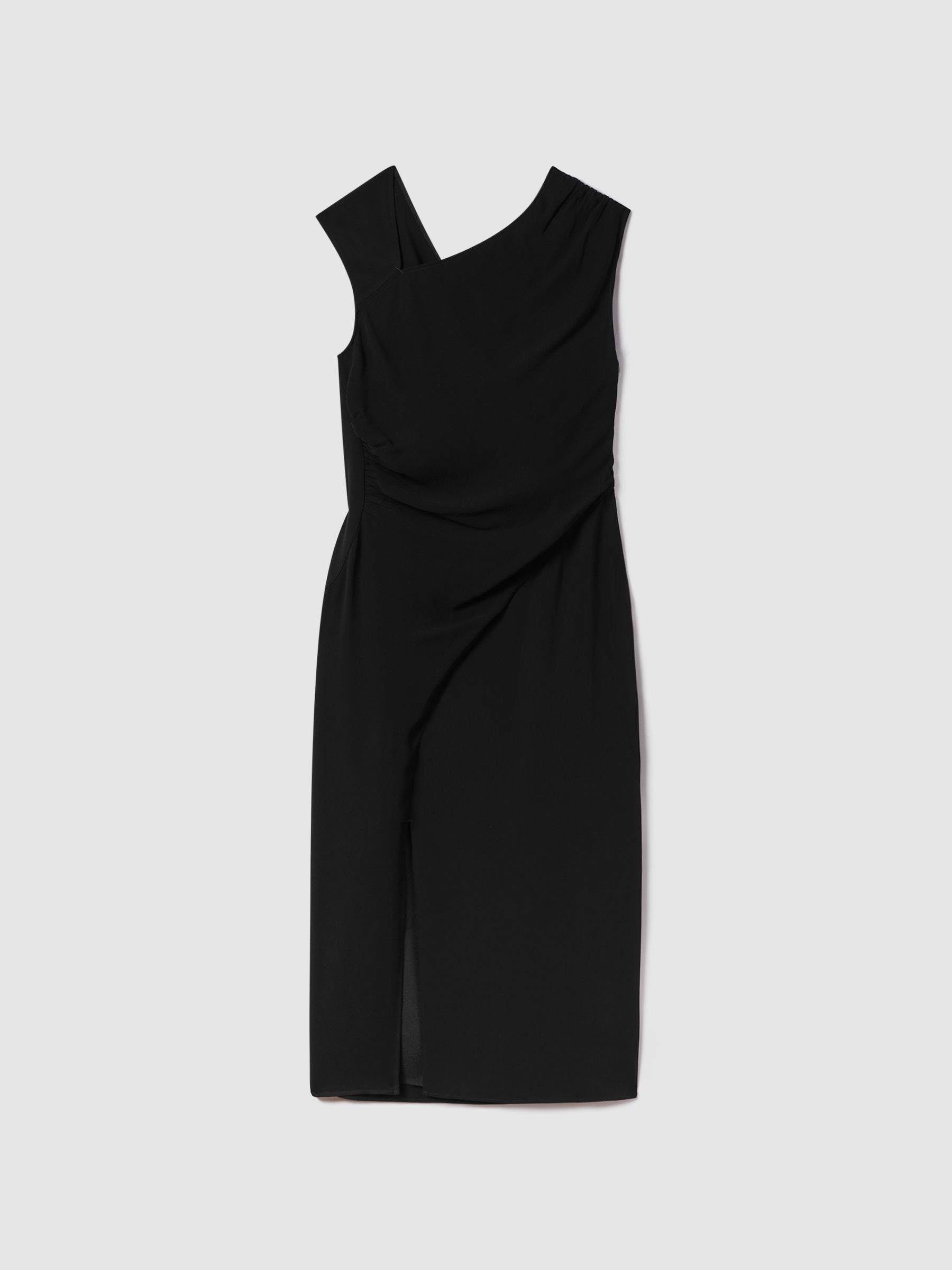 Asymmetric Bodycon Midi Dress in Black - Image 2 of 6