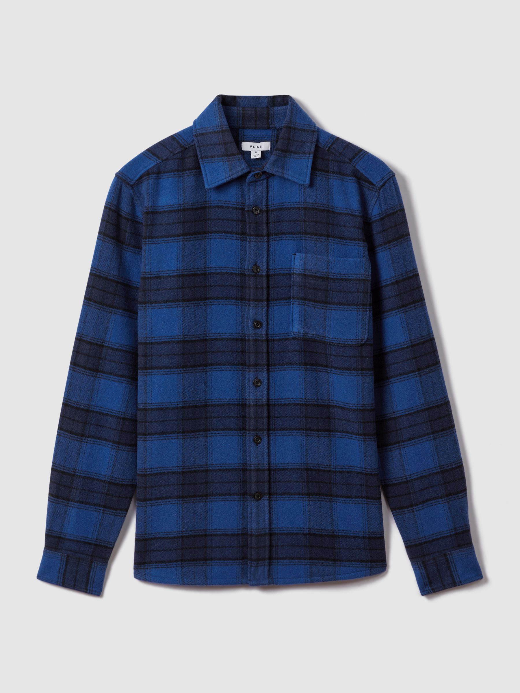 Brushed Checked Button-Through Shirt in Bright Blue - Image 2 of 6