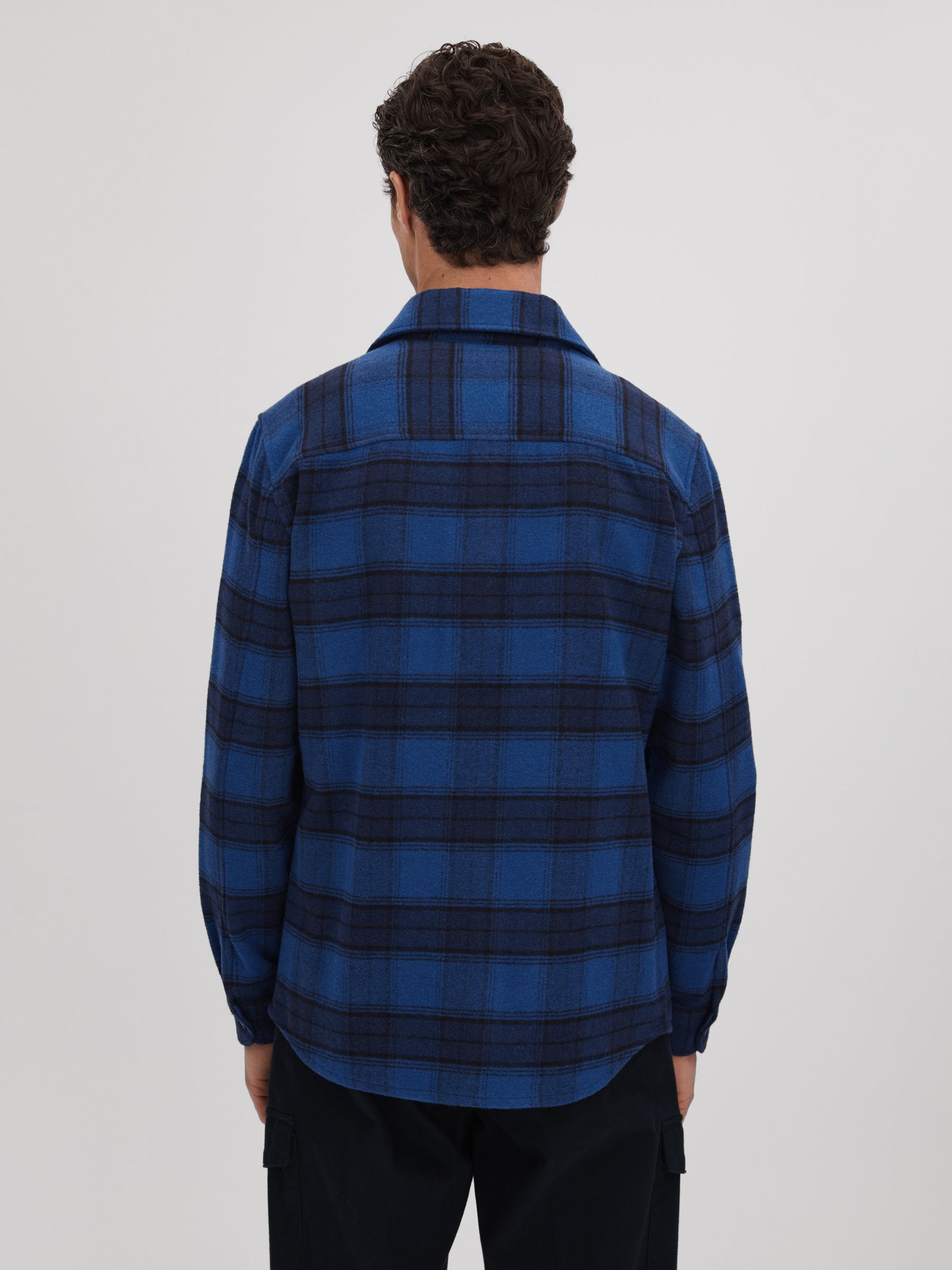 Brushed Checked Button-Through Shirt in Bright Blue - Image 5 of 6