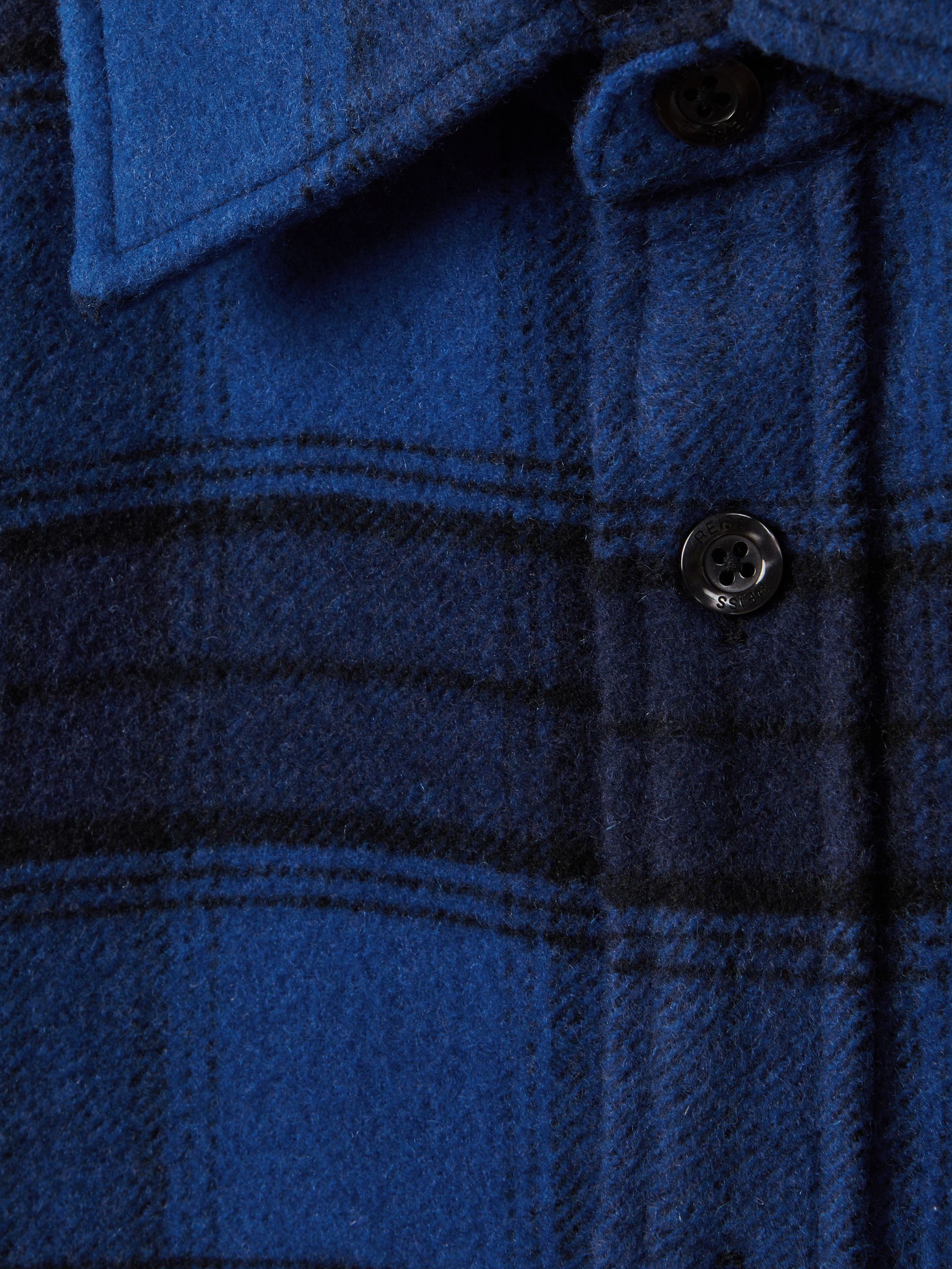 Brushed Checked Button-Through Shirt in Bright Blue - Image 6 of 6