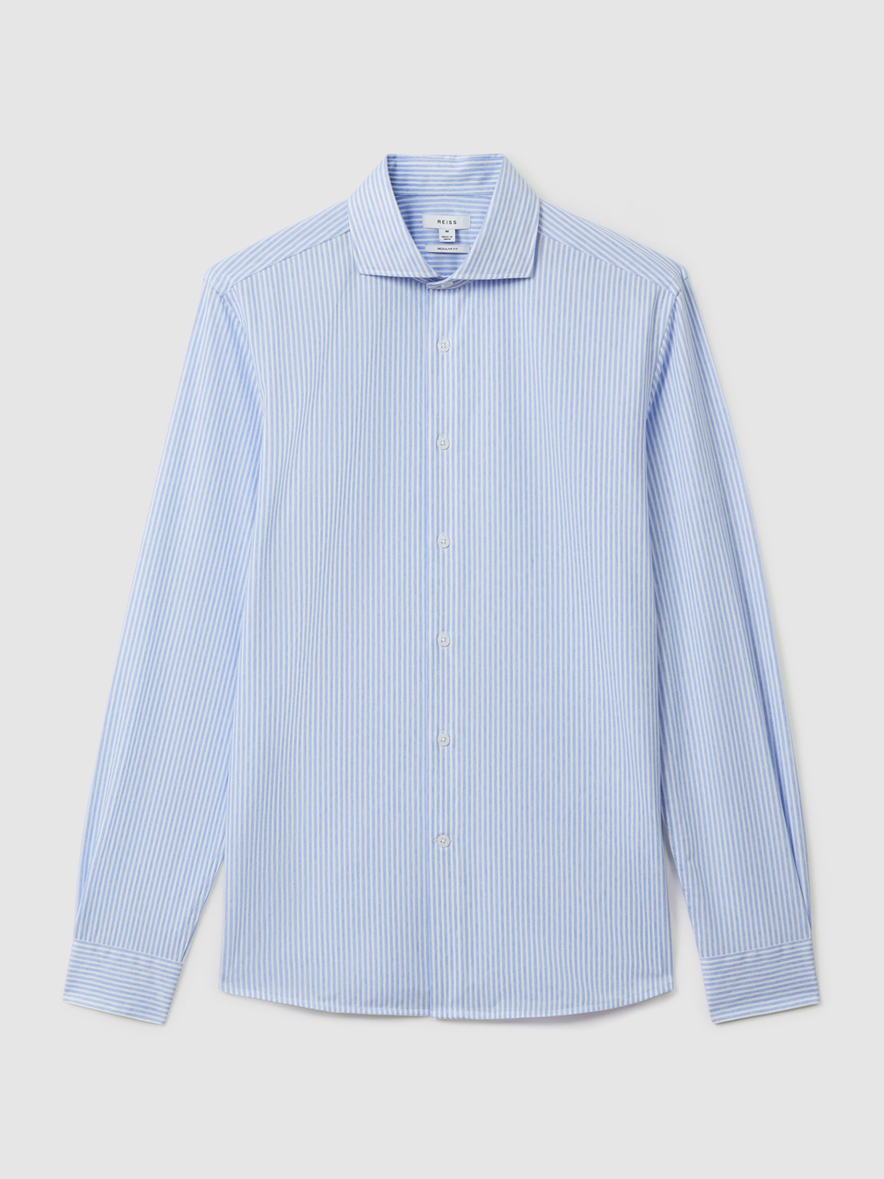 Striped Cutaway Collar Shirt in White/Soft Blue - Image 2 of 6