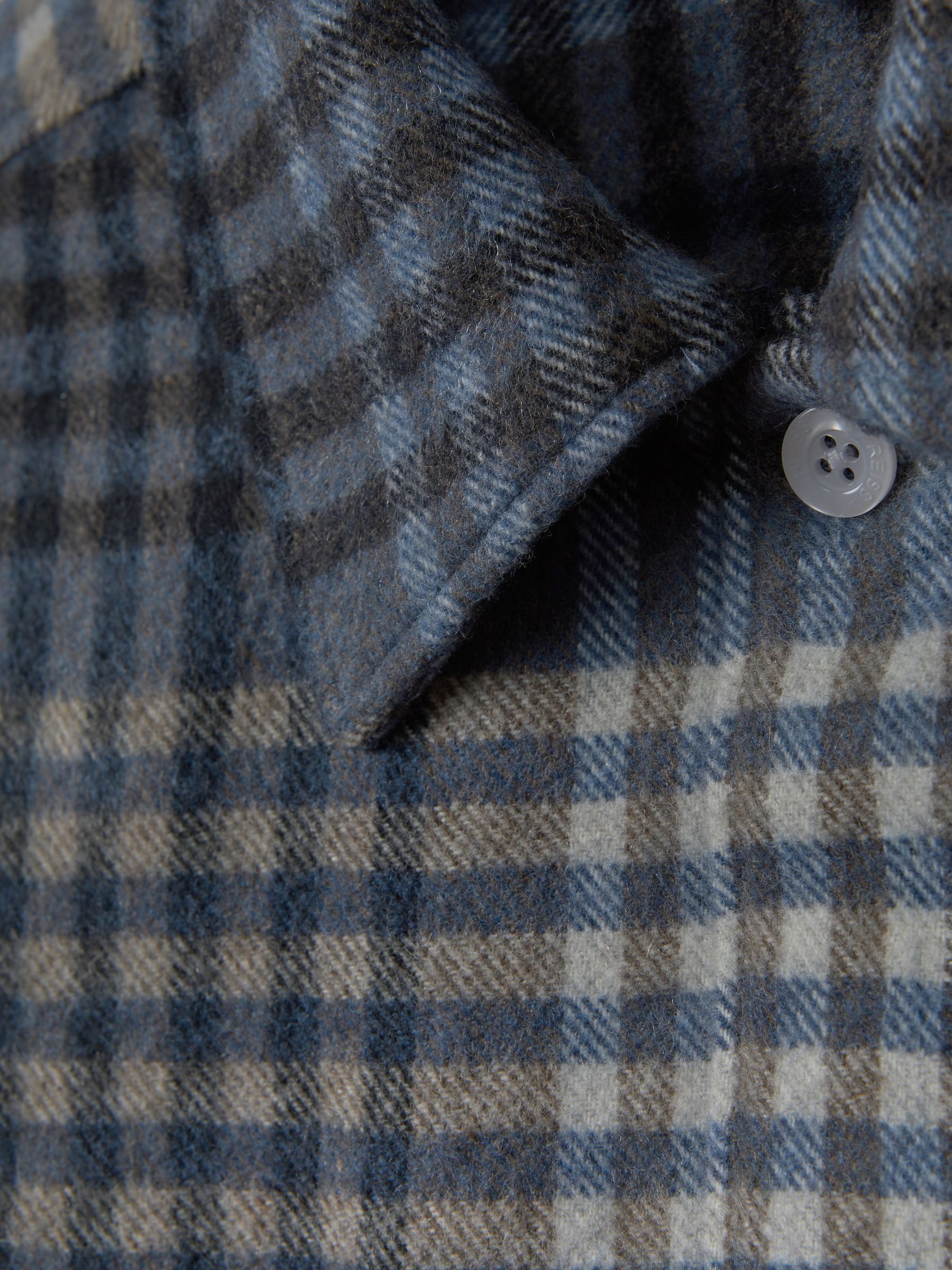 Brushed Check Button-Through Overshirt in Blue Multi - Image 6 of 6