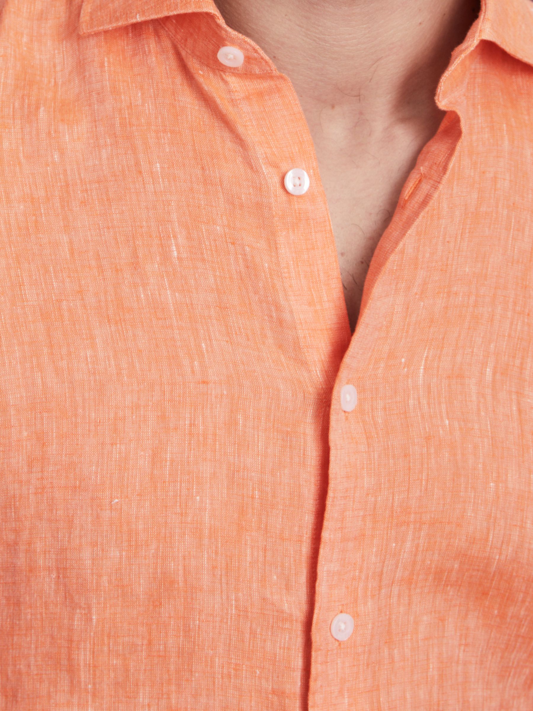 Linen Button-Through Shirt in Peach - Image 4 of 5