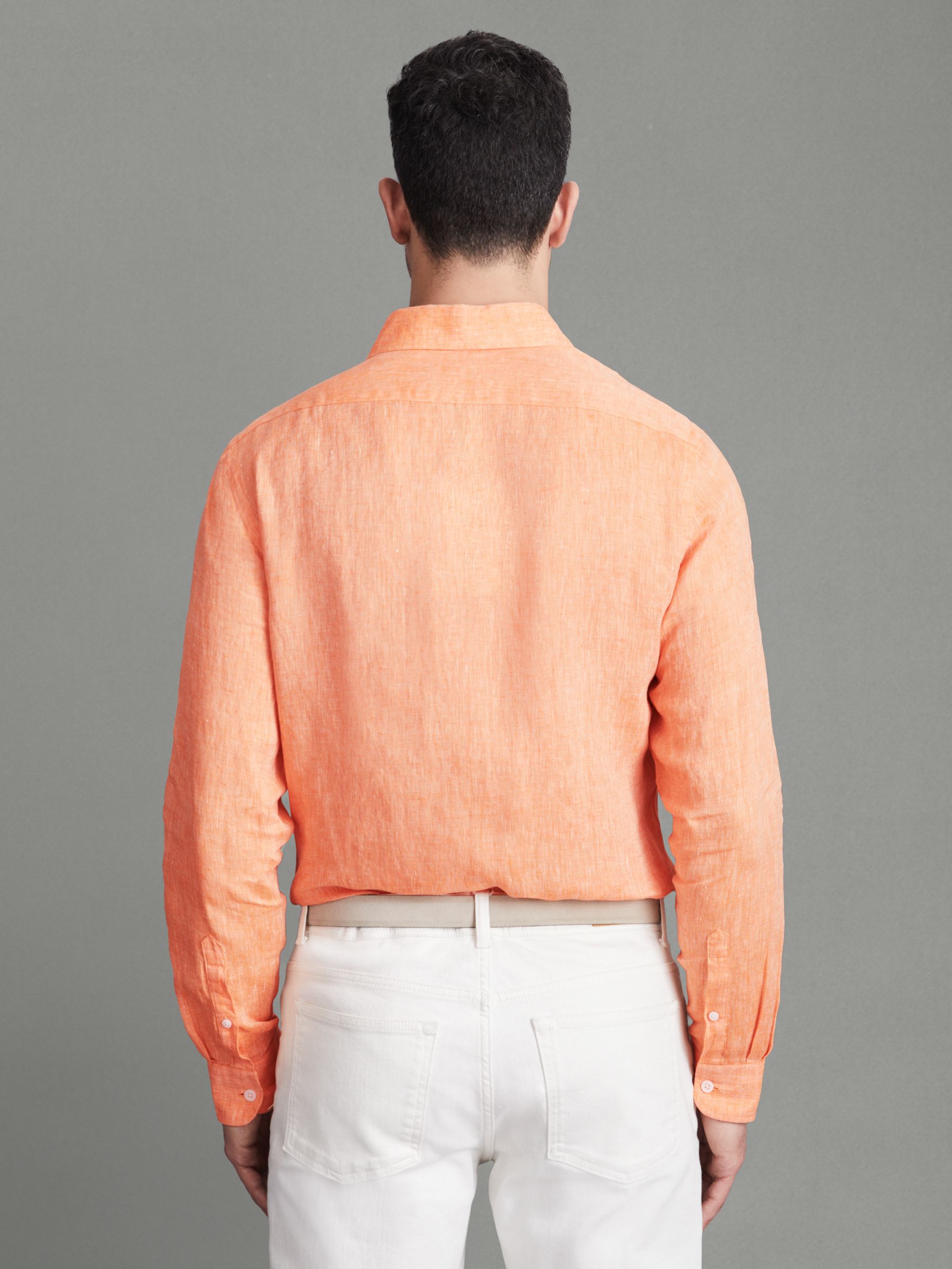 Linen Button-Through Shirt in Peach - Image 5 of 5