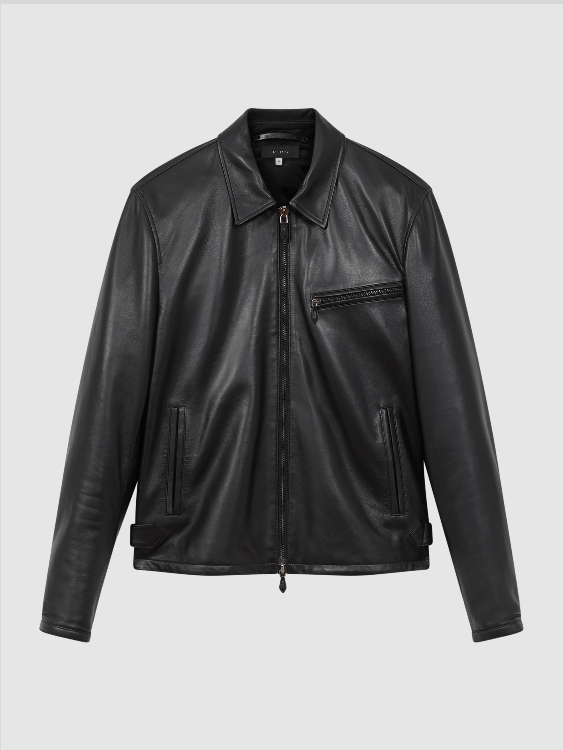 Atelier Leather Zip-Through Jacket in Black - Image 2 of 8