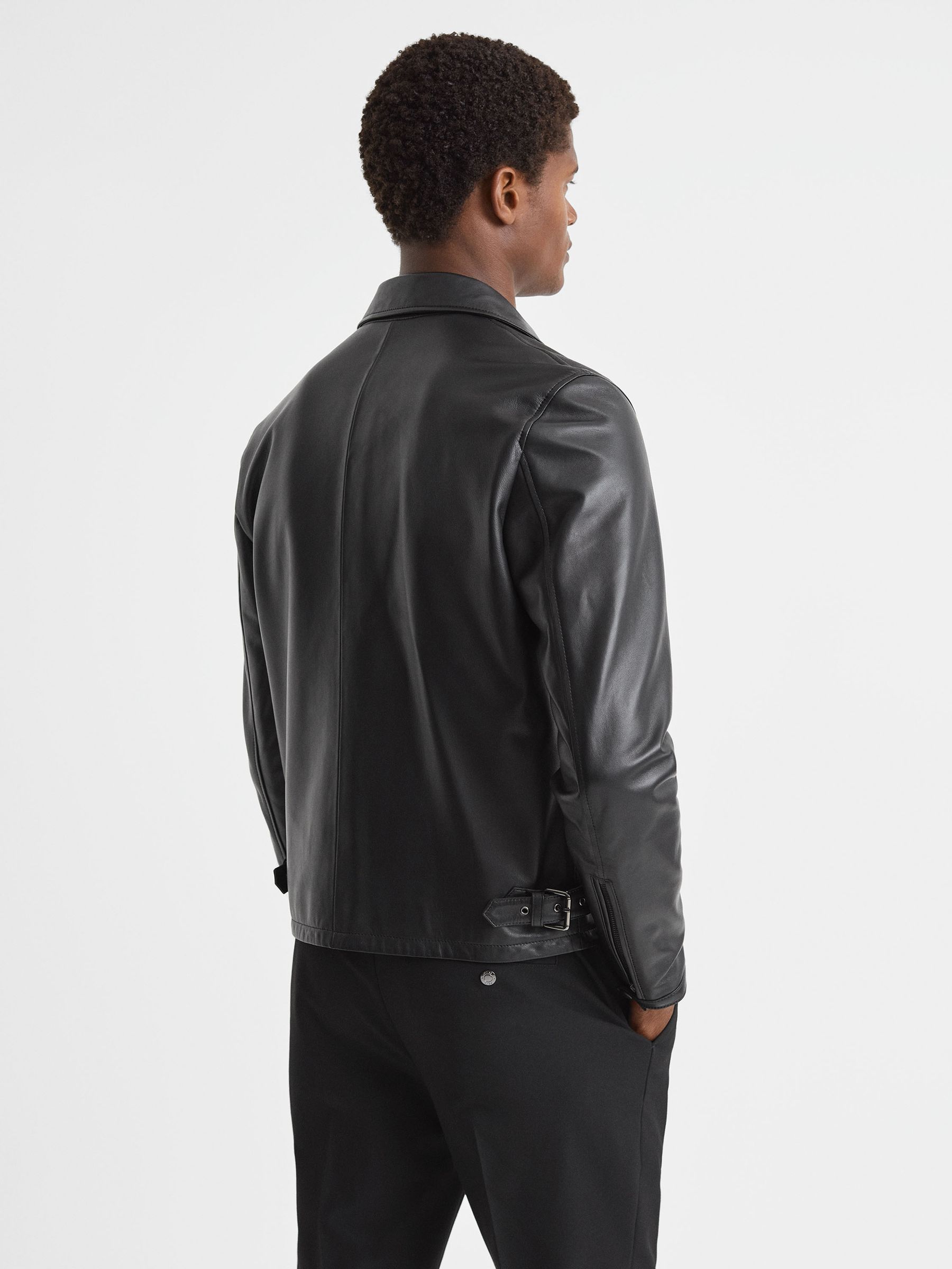 Atelier Leather Zip-Through Jacket in Black - Image 5 of 8