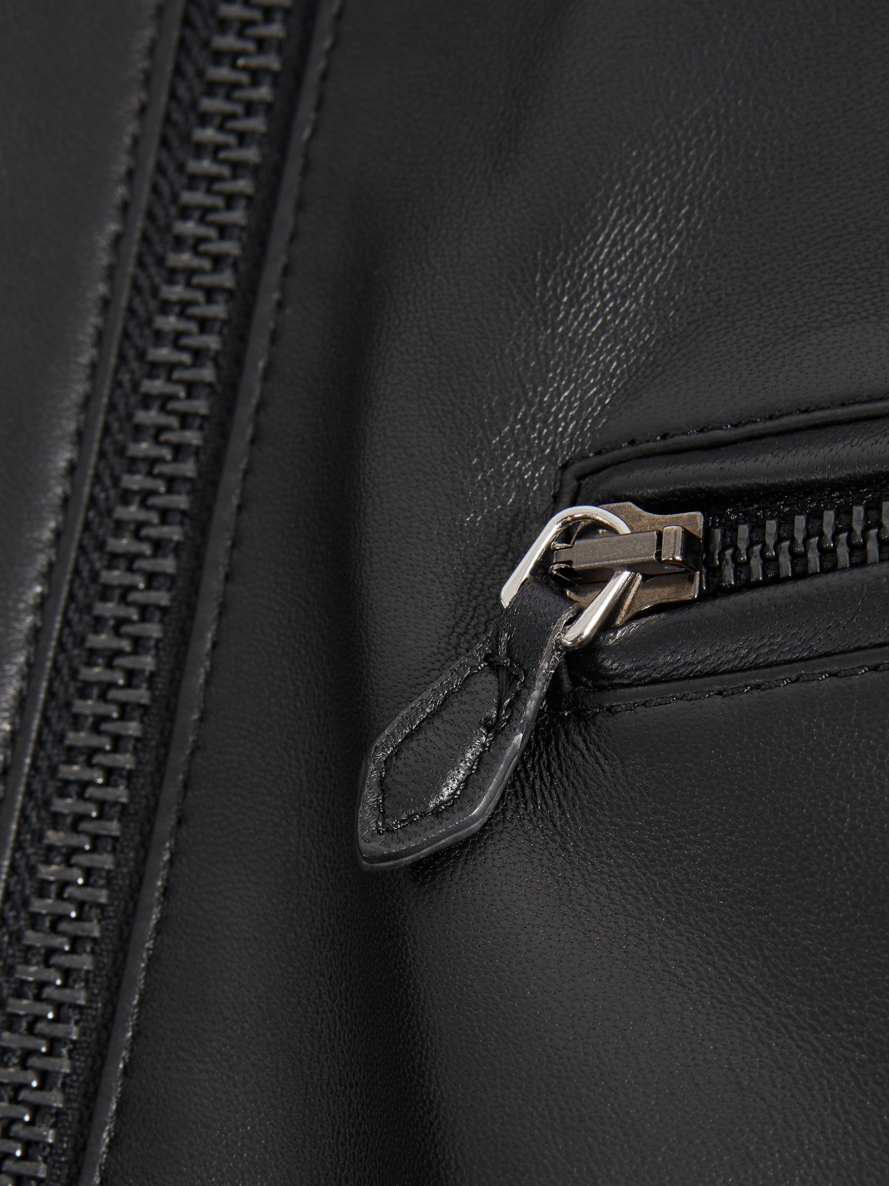 Atelier Leather Zip-Through Jacket in Black - Image 8 of 8