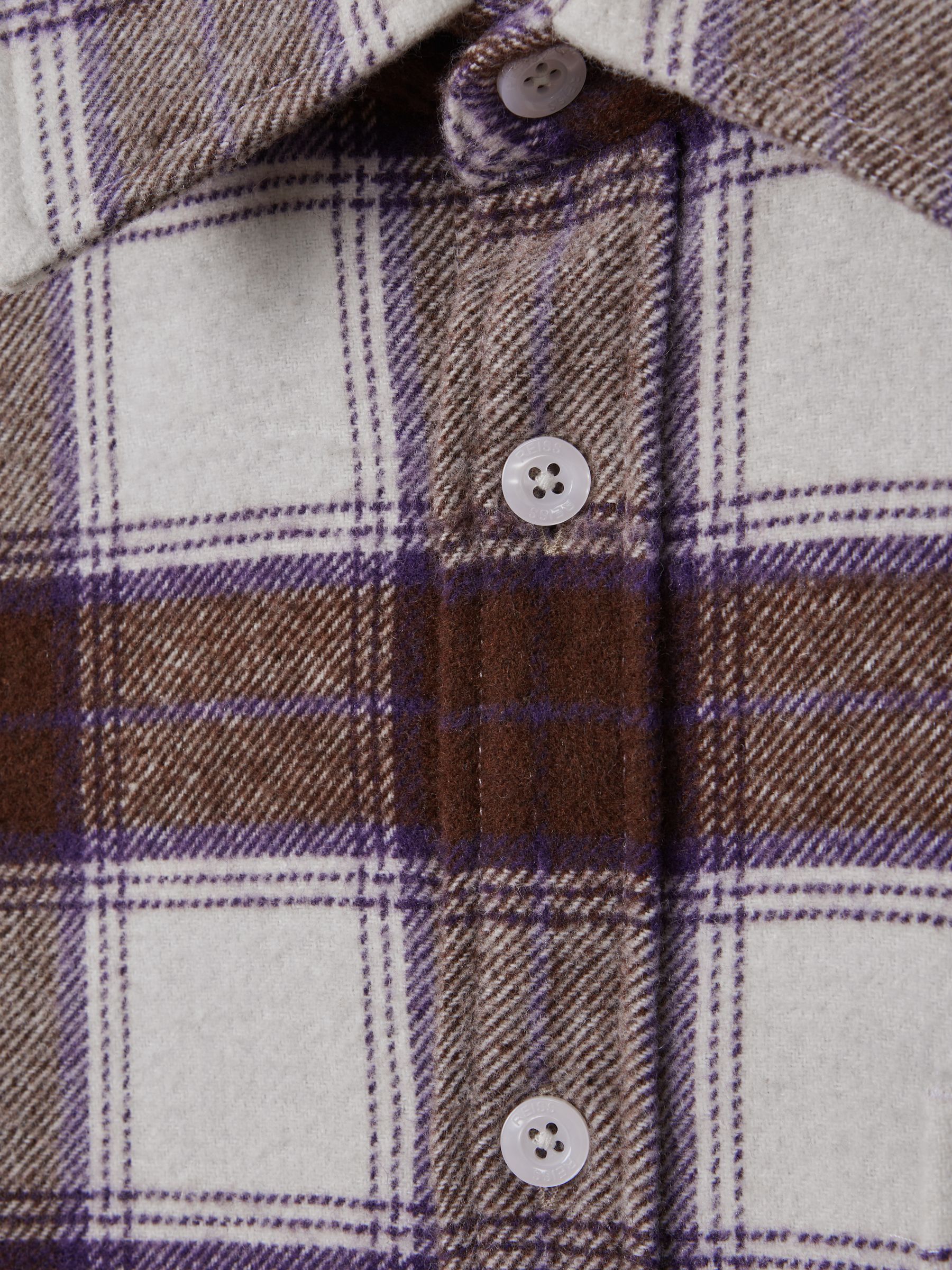 Brushed Checked Button-Through Shirt in Brown Multi - Image 6 of 6