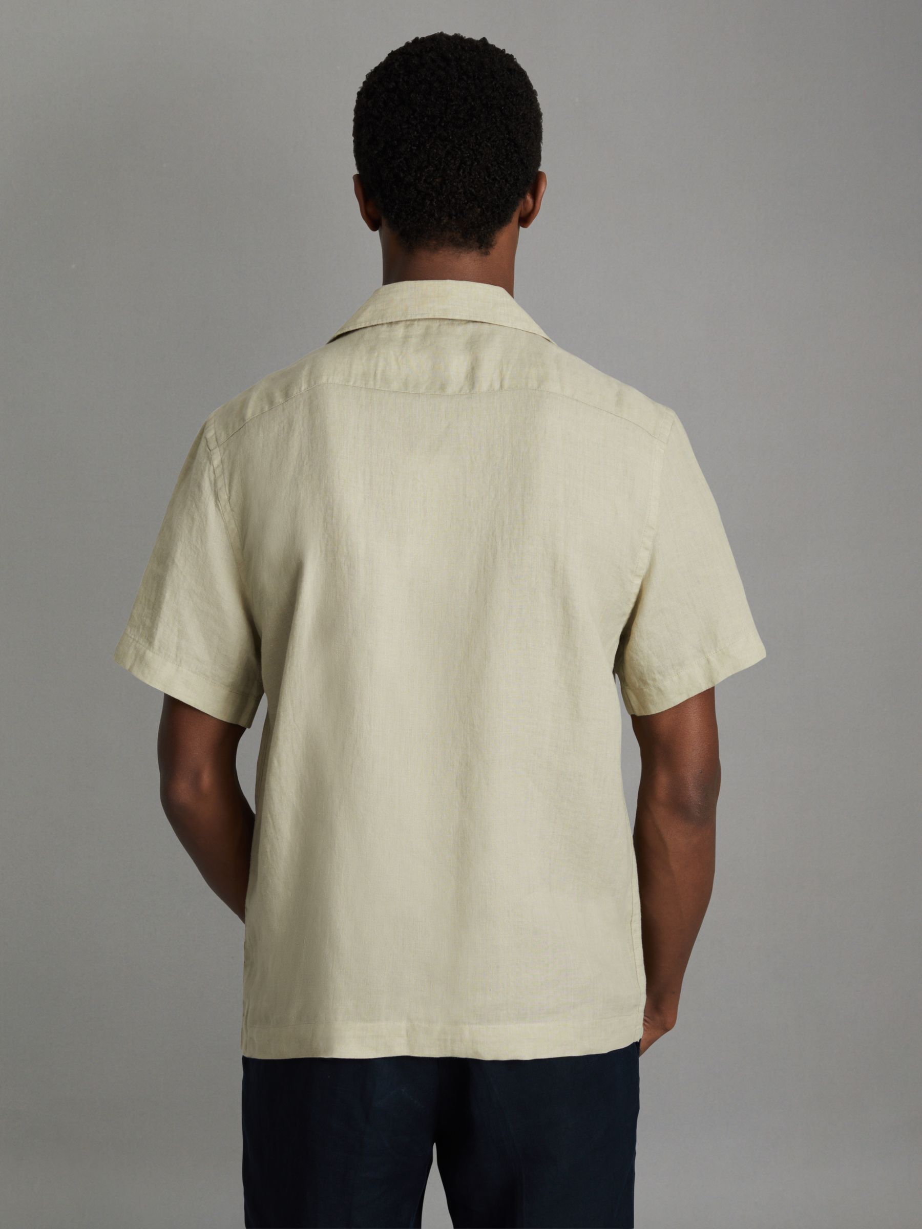 Relaxed Linen Cuban Collar Shirt in Chartreuse - Image 5 of 6