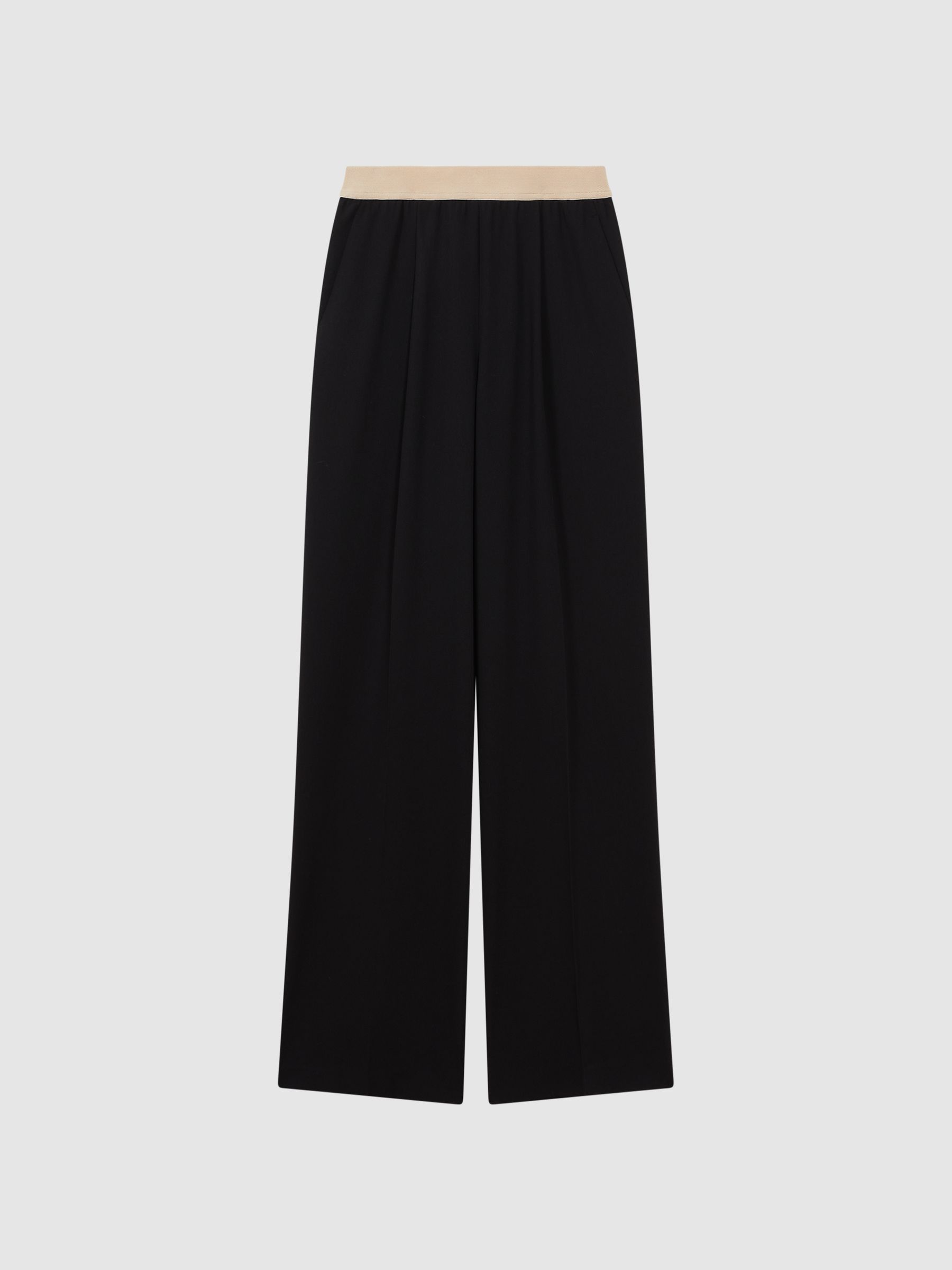Elasticated Waistband Wide Leg Trousers in Black - Image 2 of 5