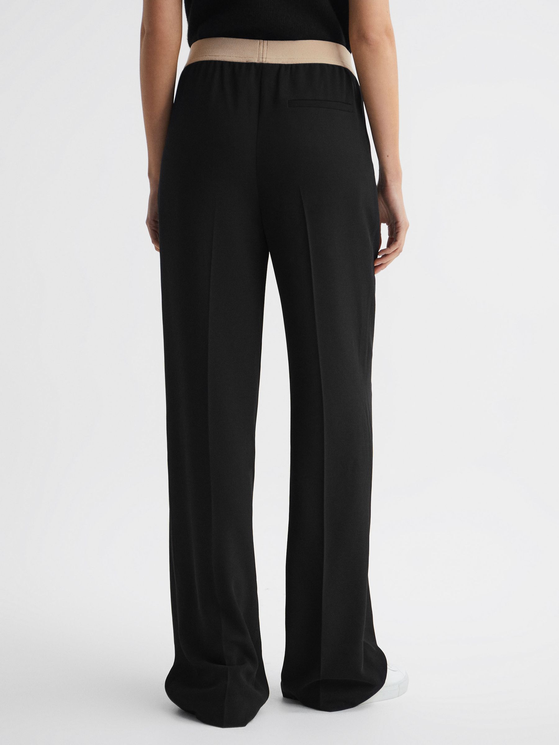 Elasticated Waistband Wide Leg Trousers in Black - Image 5 of 5