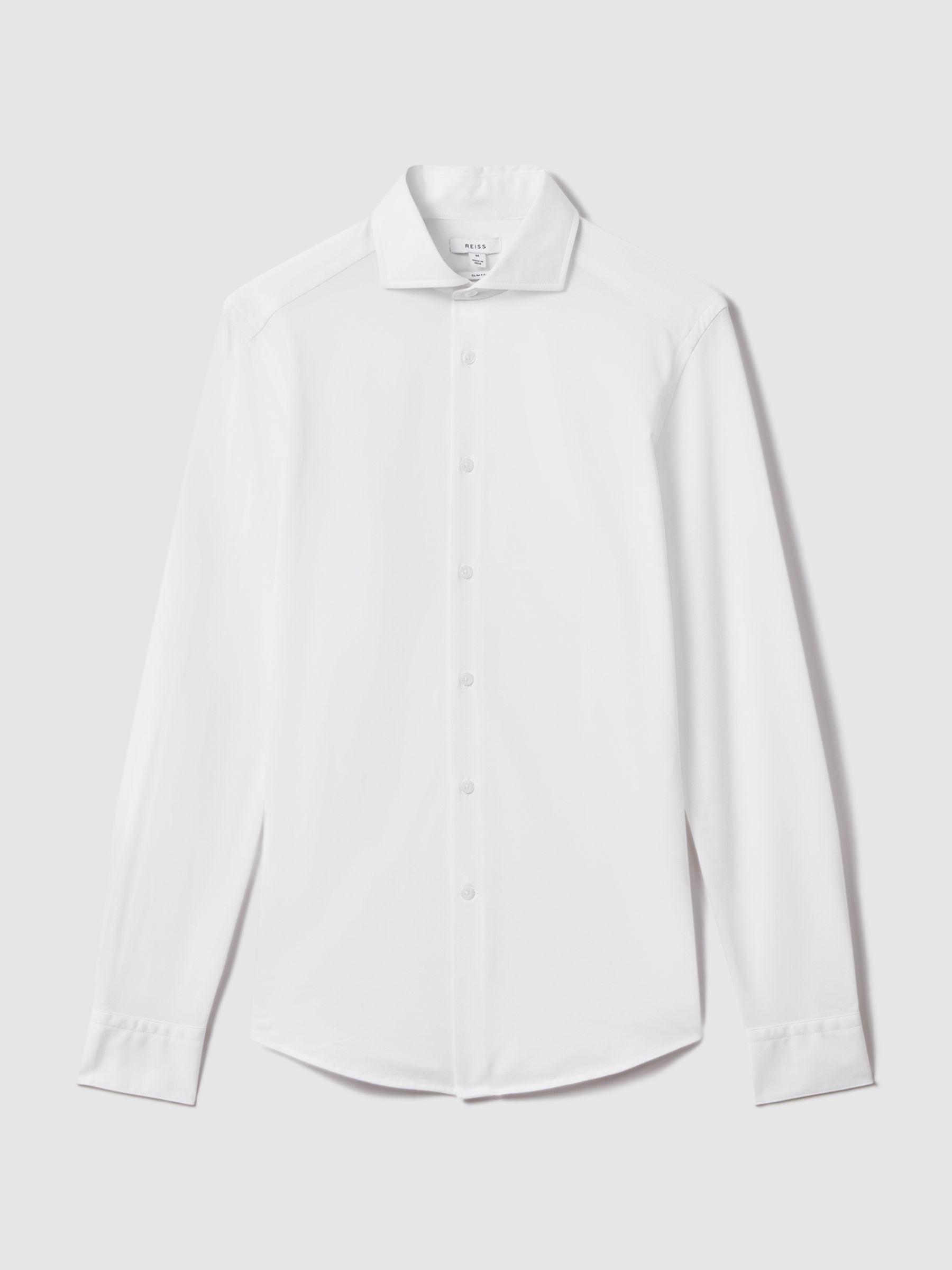 Cutaway Collar Jersey Slim Fit Shirt in White - Image 2 of 6
