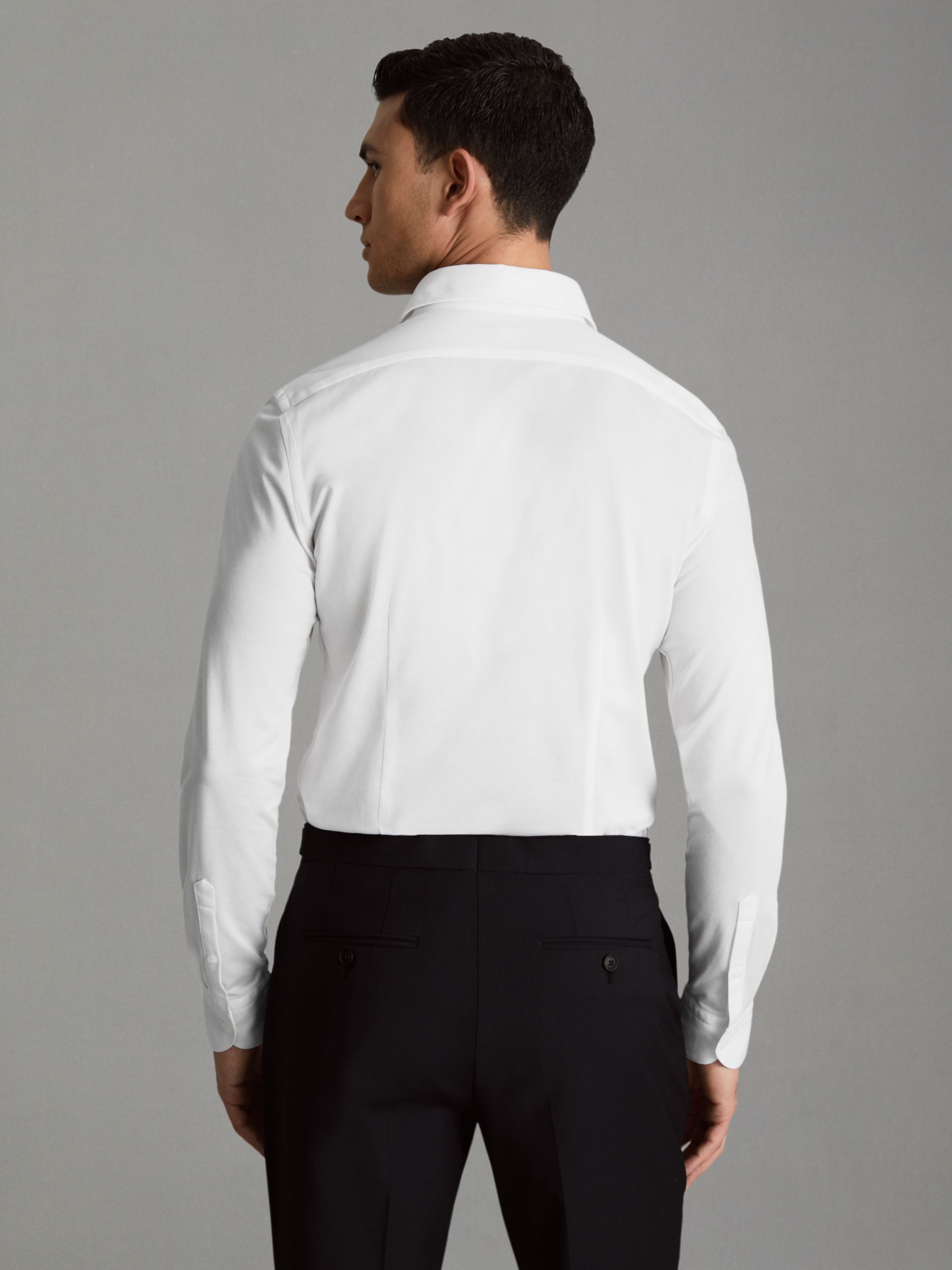 Cutaway Collar Jersey Slim Fit Shirt in White - Image 5 of 6