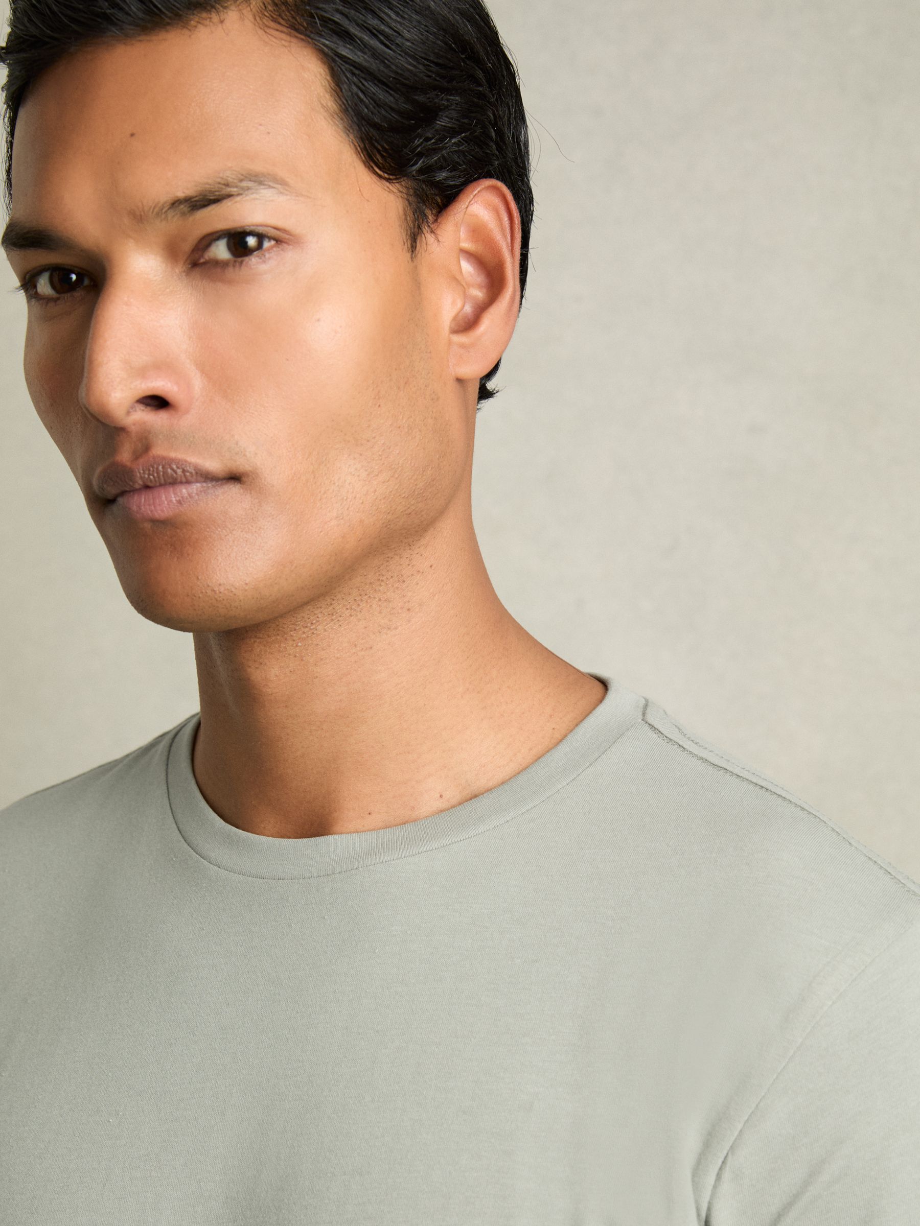 Cotton Crew Neck T-Shirt in Pistachio - Image 3 of 7