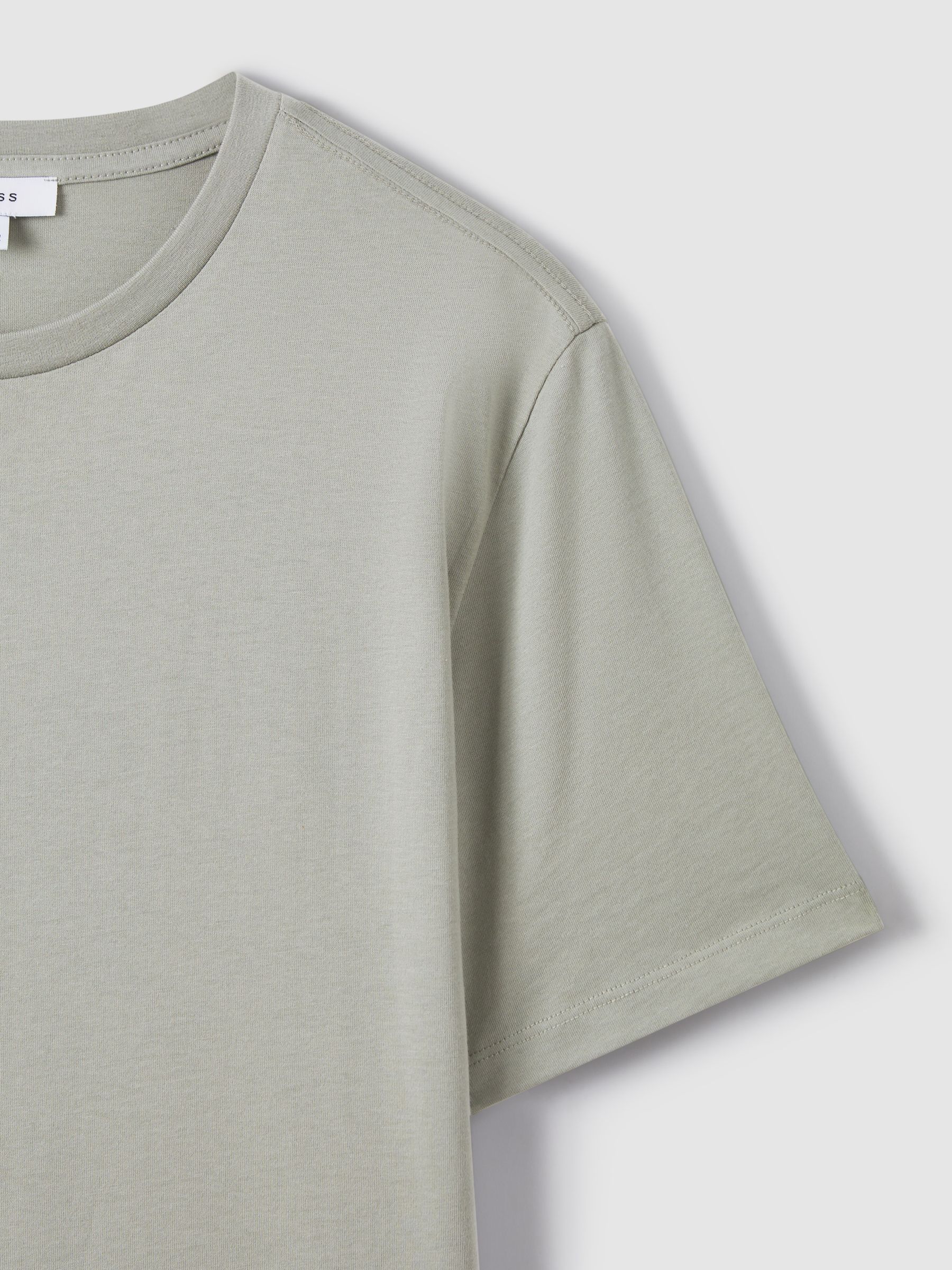 Cotton Crew Neck T-Shirt in Pistachio - Image 6 of 7