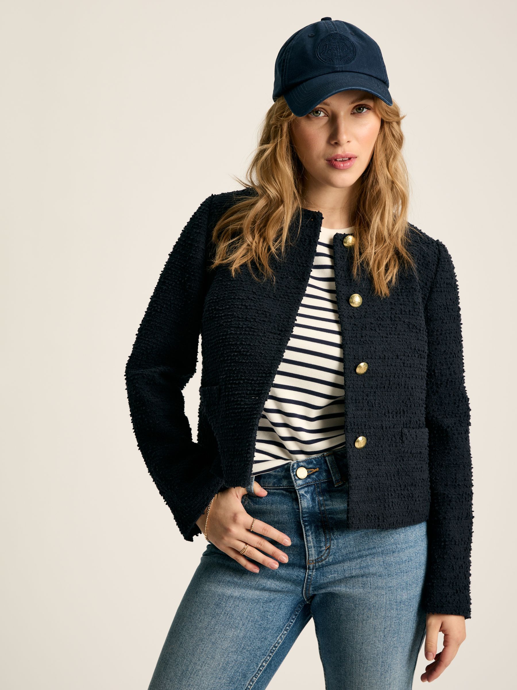 Hampstead Navy Boucle Jacket - Image 1 of 1 Hampstead Navy Boucle Jacket - Image 1 of 1